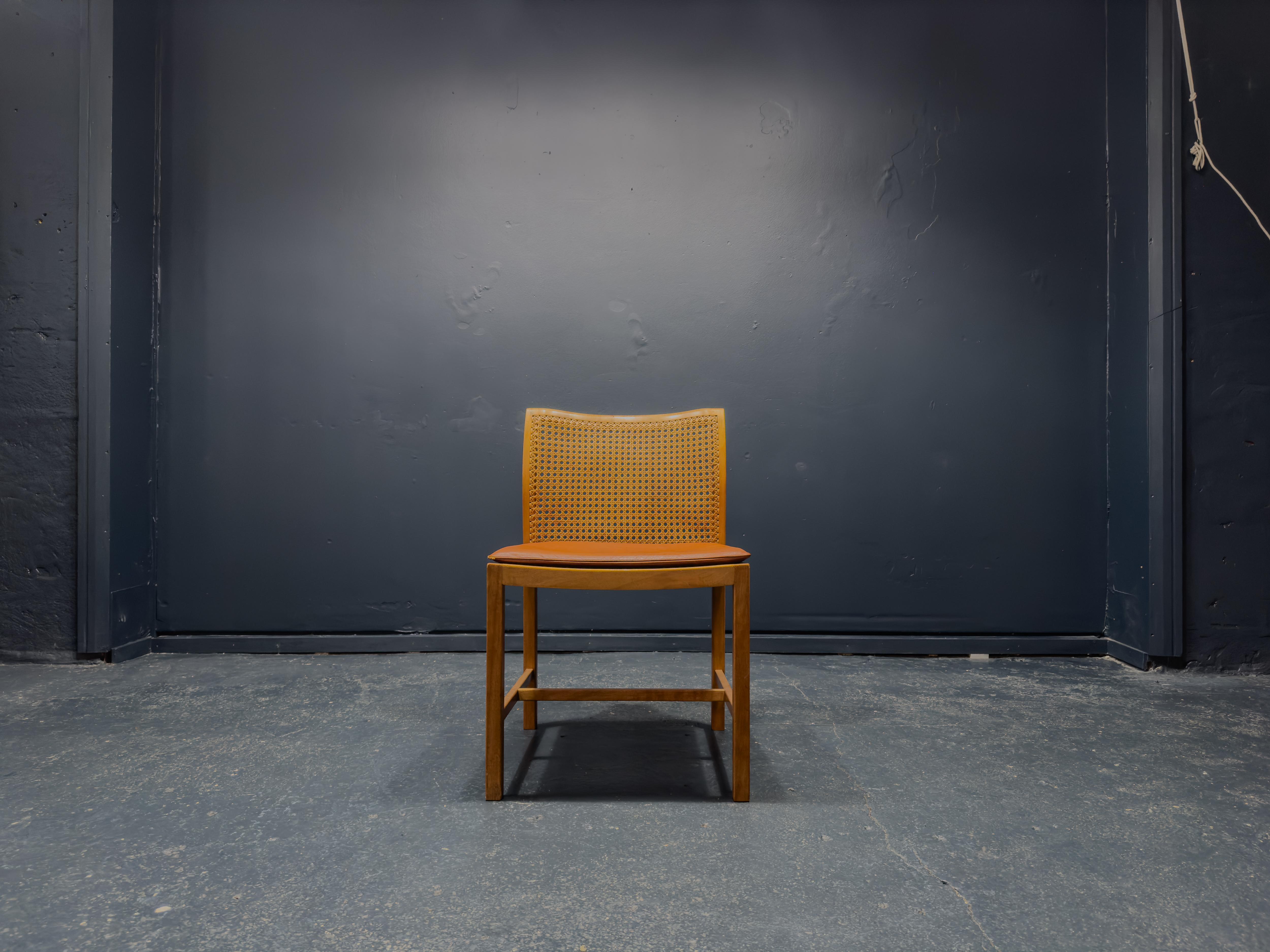 Mid-Century moderno Sedia in pelle e canna Ditte & Adrian Heath