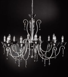 Diva 12 Lights Chandelier in Polished Chrome and Crystal by Aggiolight