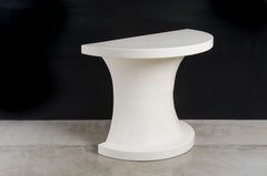 Diva Half Round Table, Cream Lacquer by Robert Kuo, Handmade, Limited Edition