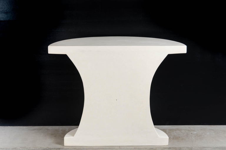 Diva Half Round Table, Cream Lacquer by Robert Kuo, Handmade, Limited