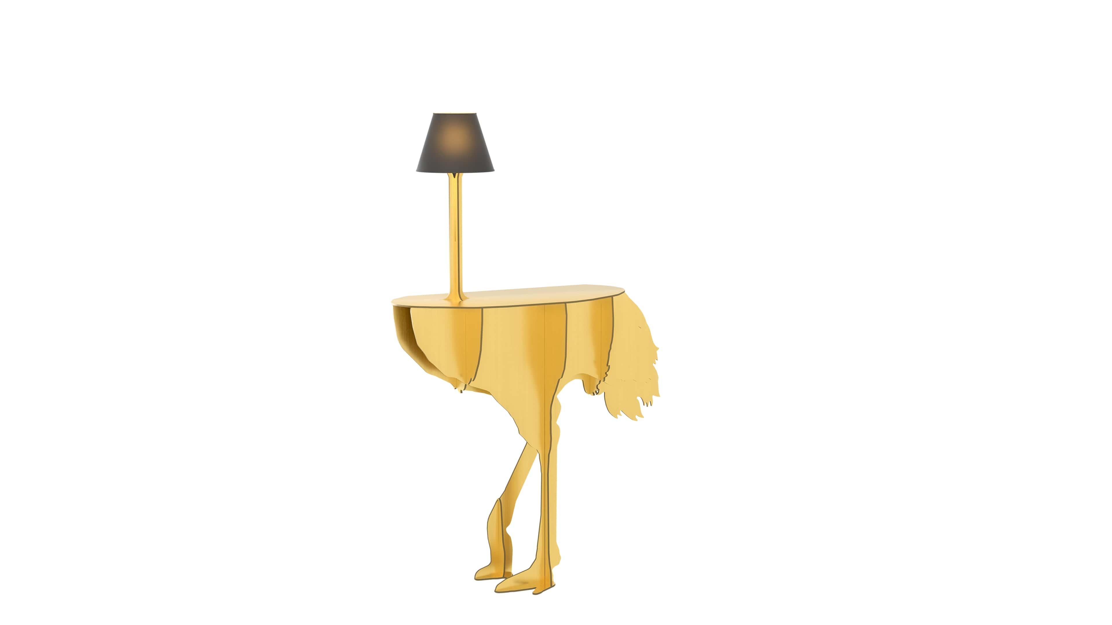 DIVA LUCIA GOLD - Ostrich console with light In New Condition For Sale In FONTAIN, FR