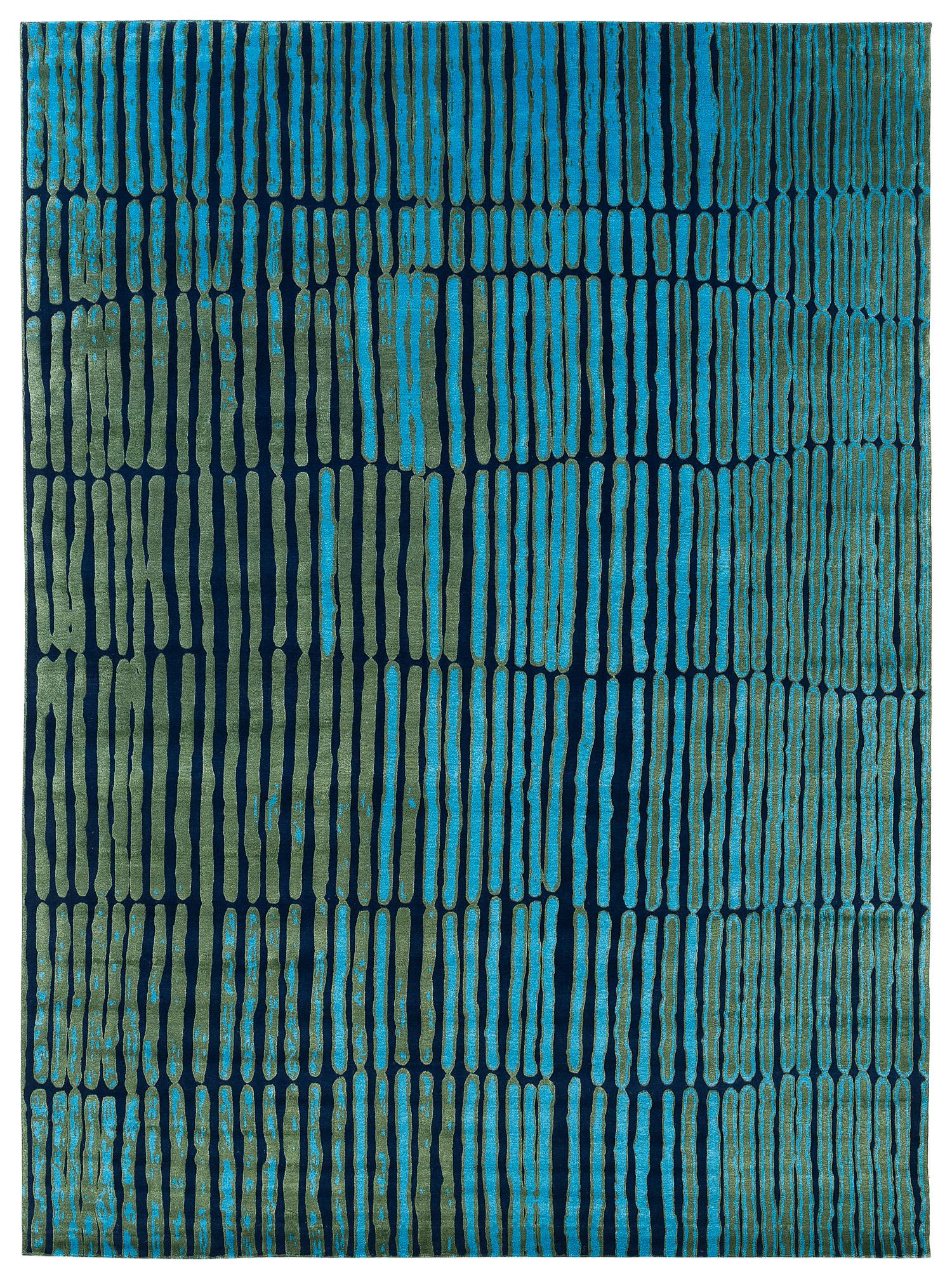 Contemporary Colorful Organic Geometric Silk Area Rug Divali by Joseph Carini For Sale 3