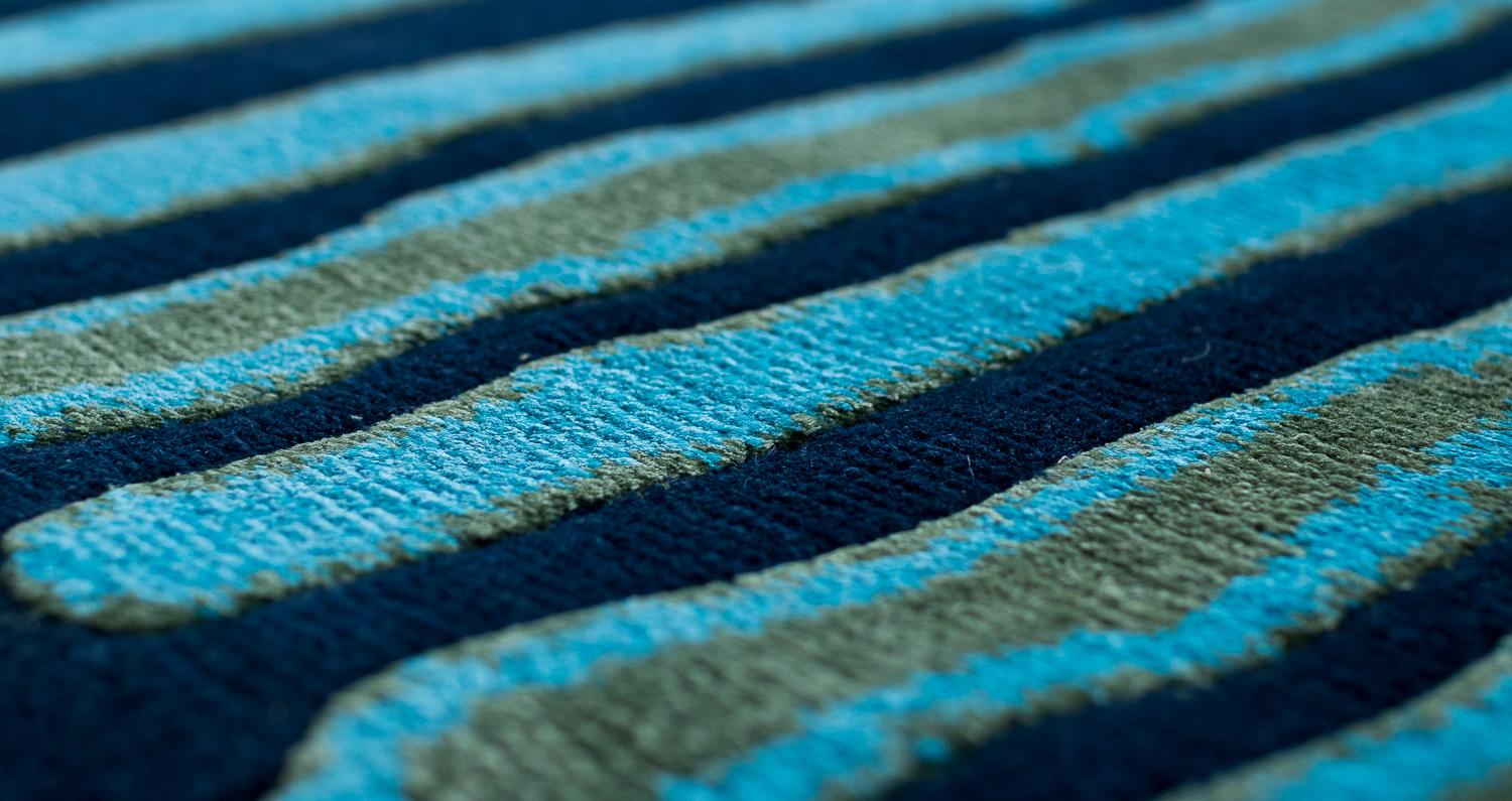 Hand-Knotted Contemporary Colorful Organic Geometric Silk Area Rug Divali by Joseph Carini For Sale