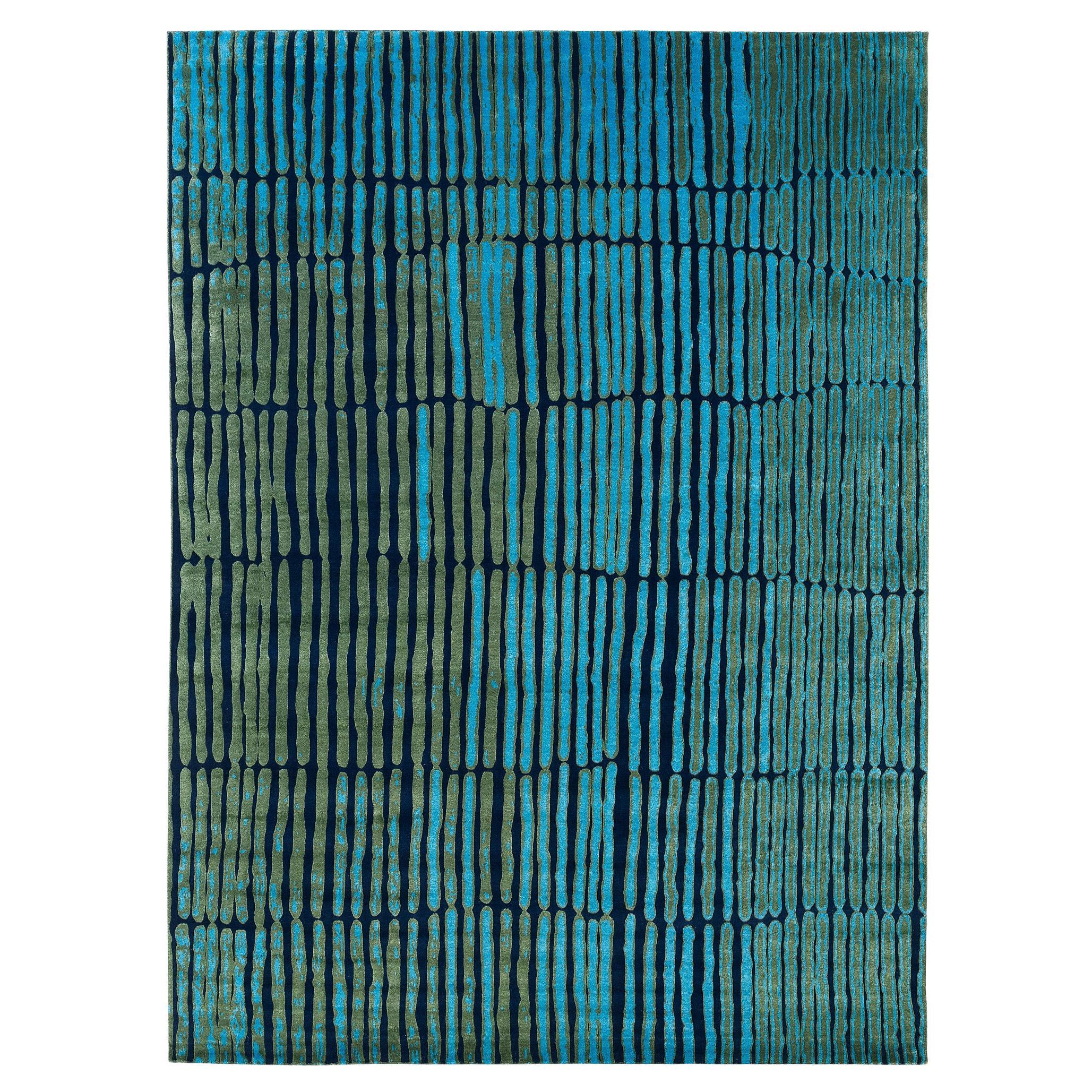 Contemporary Colorful Organic Geometric Silk Area Rug Divali by Joseph Carini