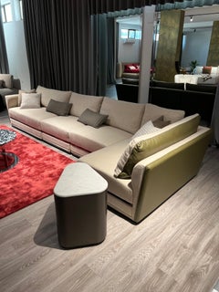 Prisma Sofa, Hanfstoff, Außenbezug Leder