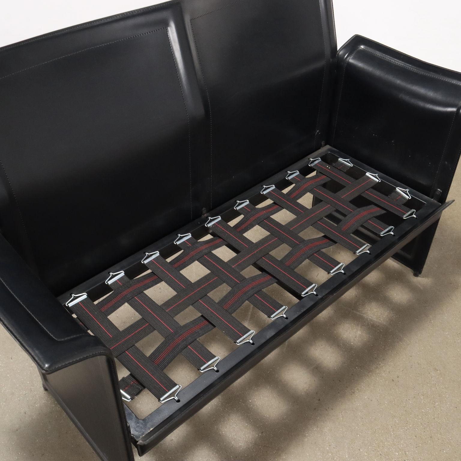 Divanetto in Pelle Anni 80-90 nero in vendita 1