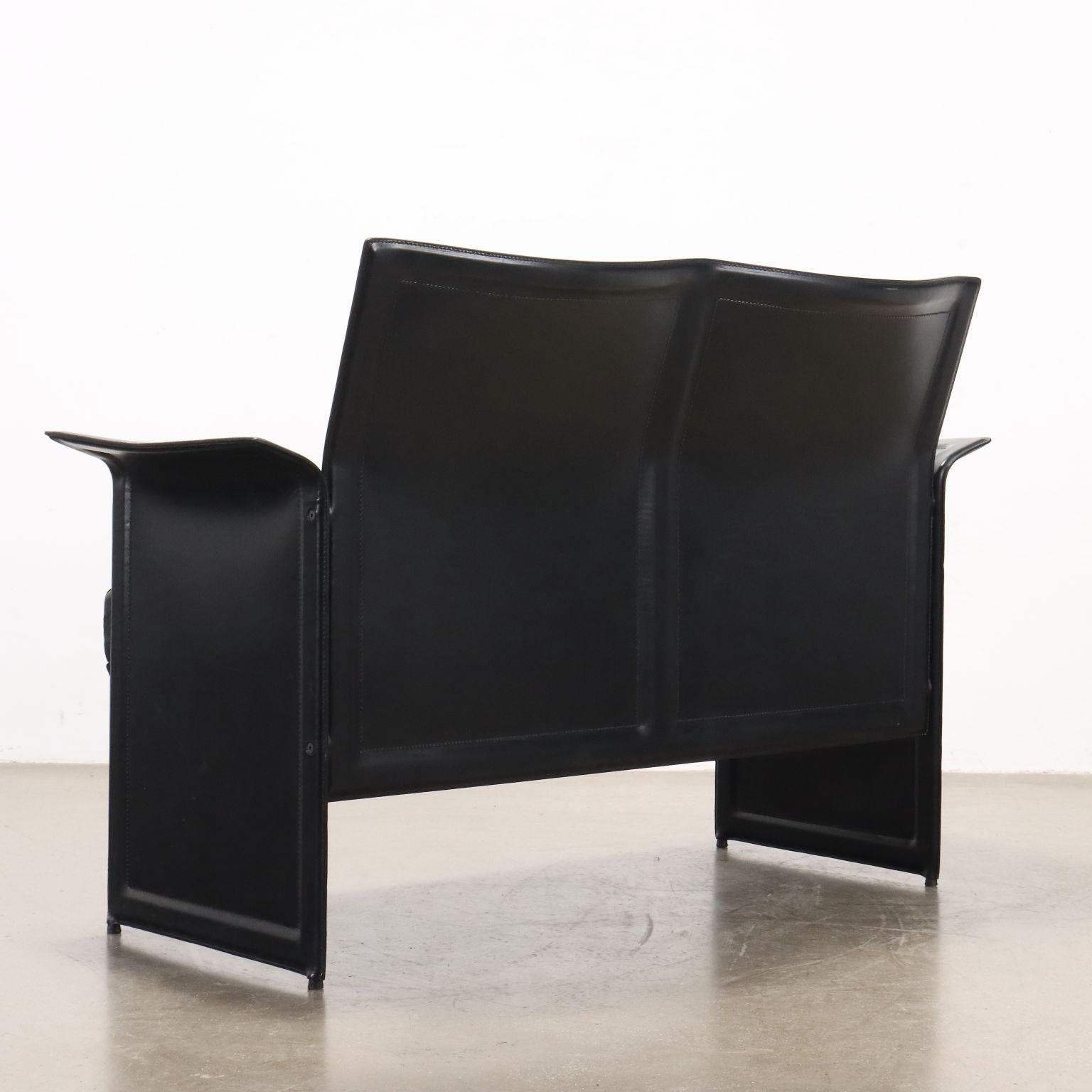 Divanetto in Pelle Anni 80-90 nero in vendita 2