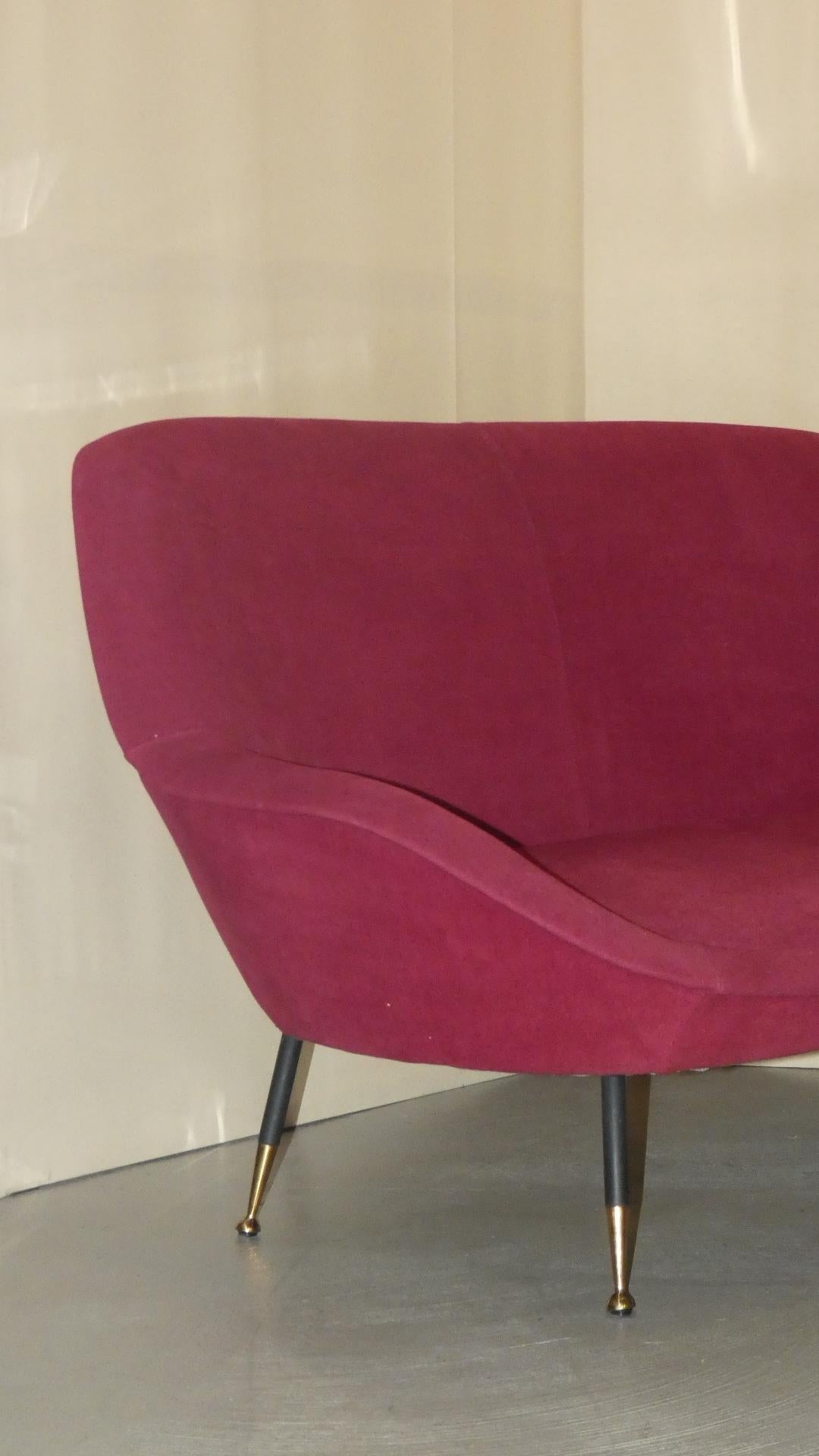 Mid-Century moderno Divanetto in velluto anni '50 in vendita