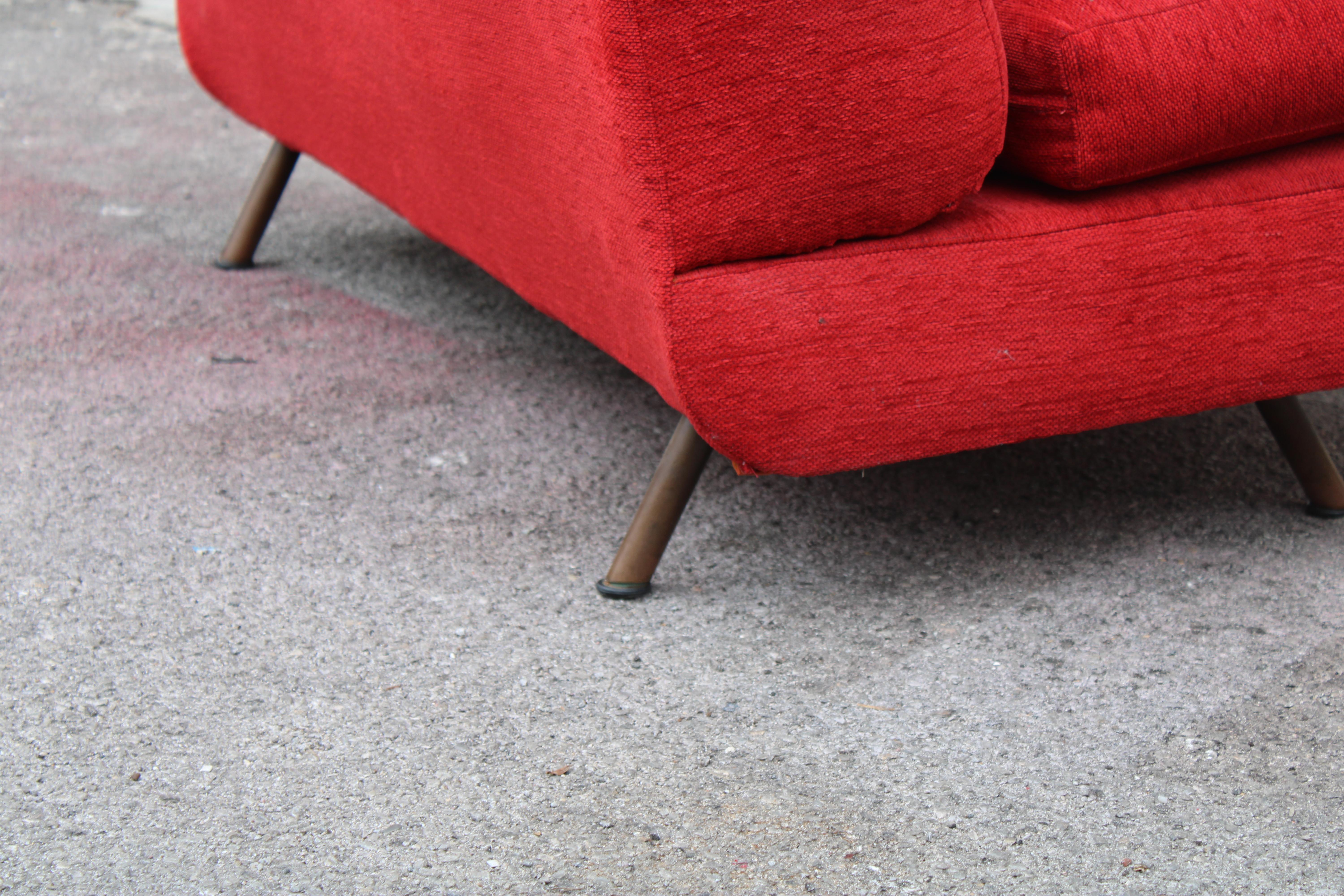 Divanetto Marco Zanuso Triennale Marco Zanuso per Arflex 1951 Velluto Rosso in vendita 3