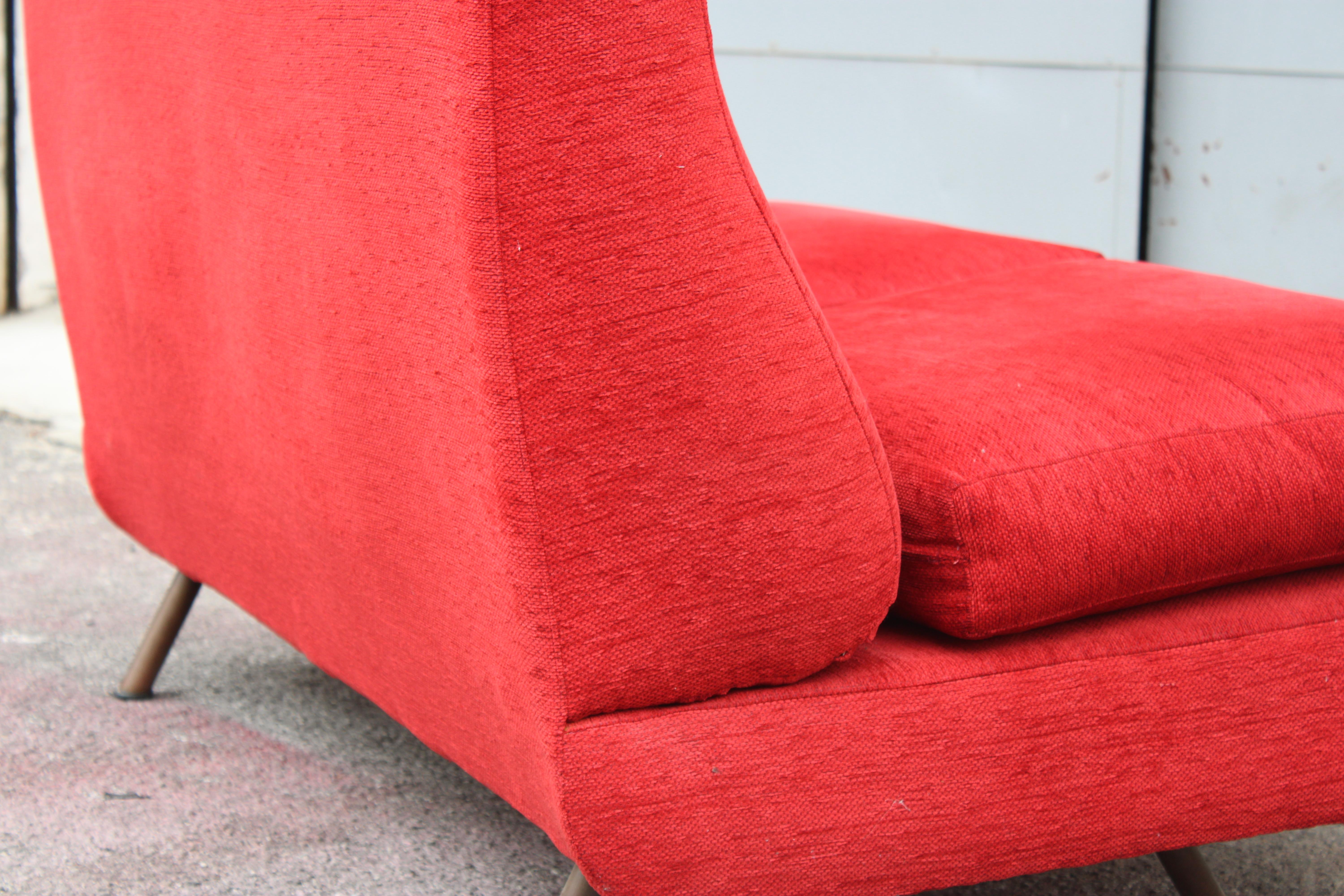 Divanetto Marco Zanuso Triennale Marco Zanuso per Arflex 1951 Velluto Rosso in vendita 4