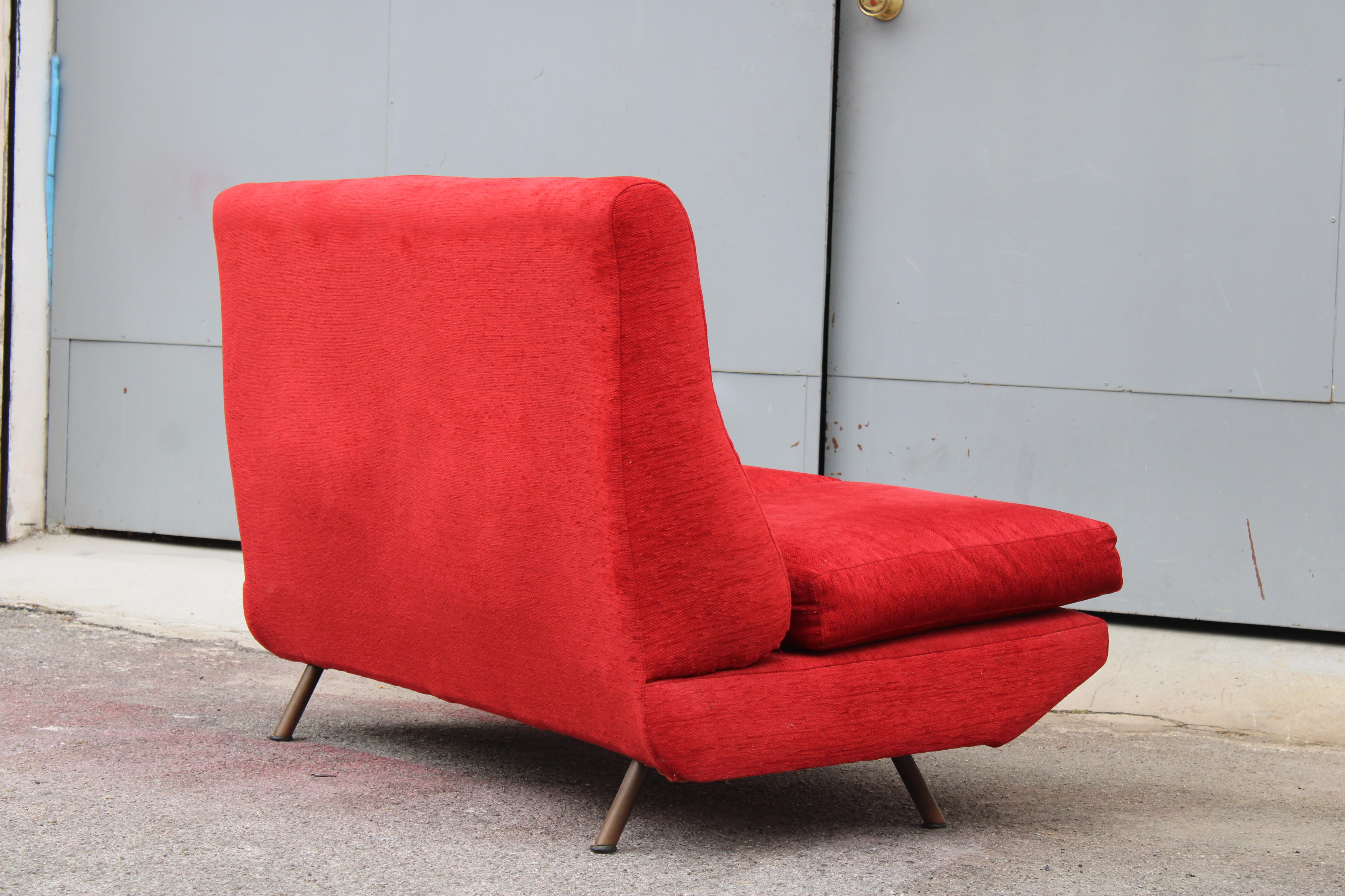 Divanetto Marco Zanuso Triennale Marco Zanuso per Arflex 1951 Velluto Rosso in vendita 5