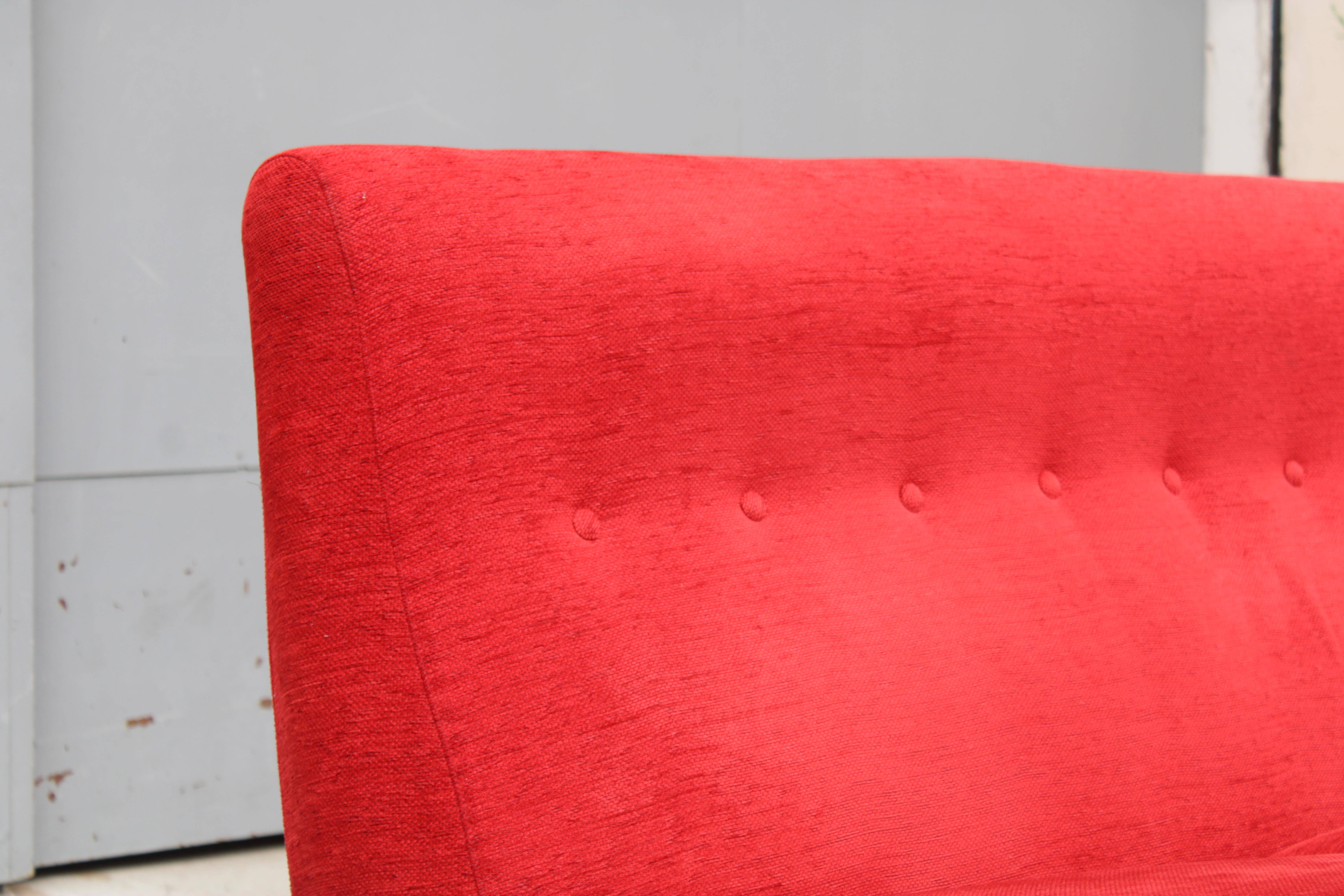 Italian Divanetto Marco Zanuso Triennale Marco Zanuso per Arflex 1951 Velluto Rosso in vendita