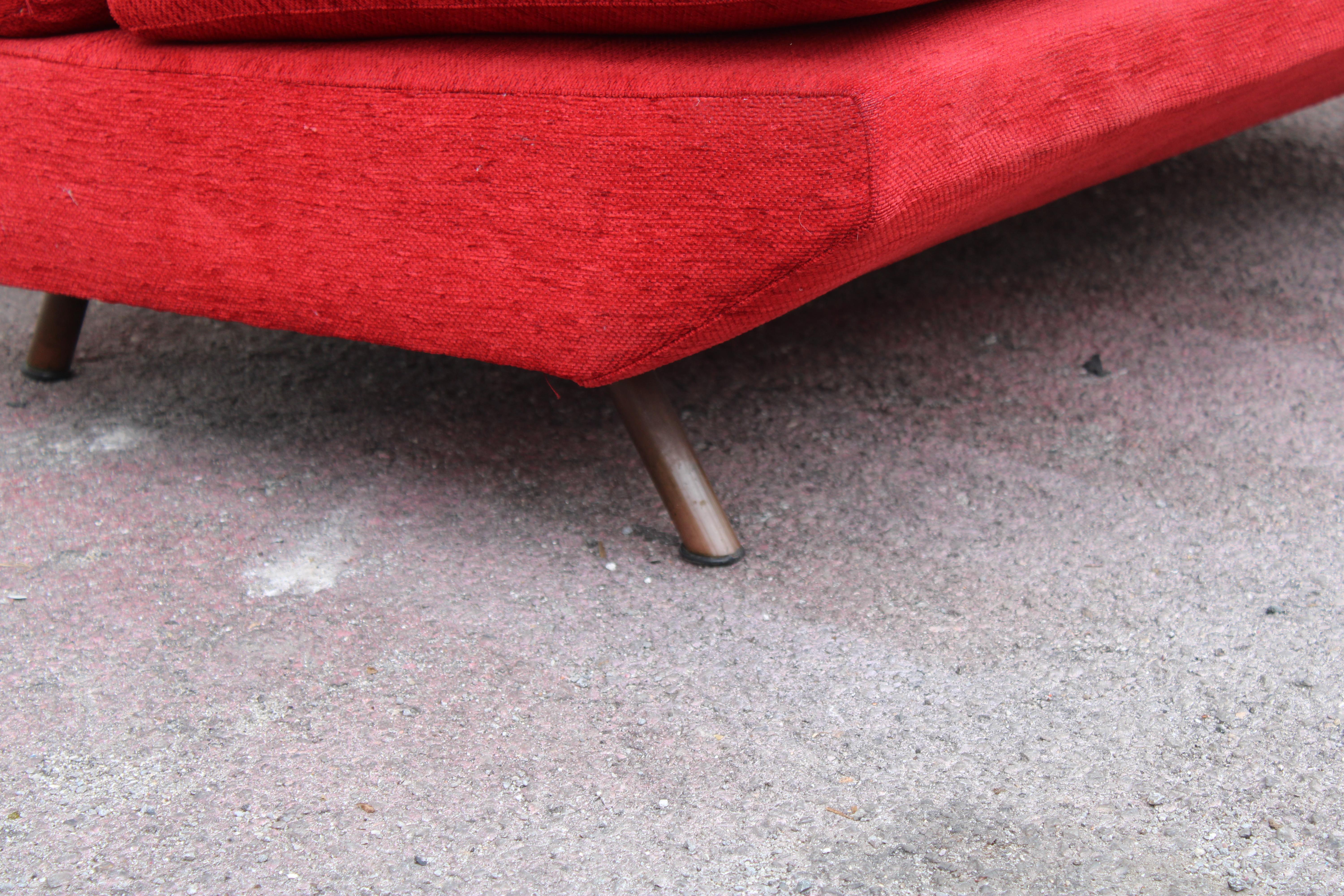Mid-20th Century Divanetto Marco Zanuso Triennale Marco Zanuso per Arflex 1951 Velluto Rosso in vendita