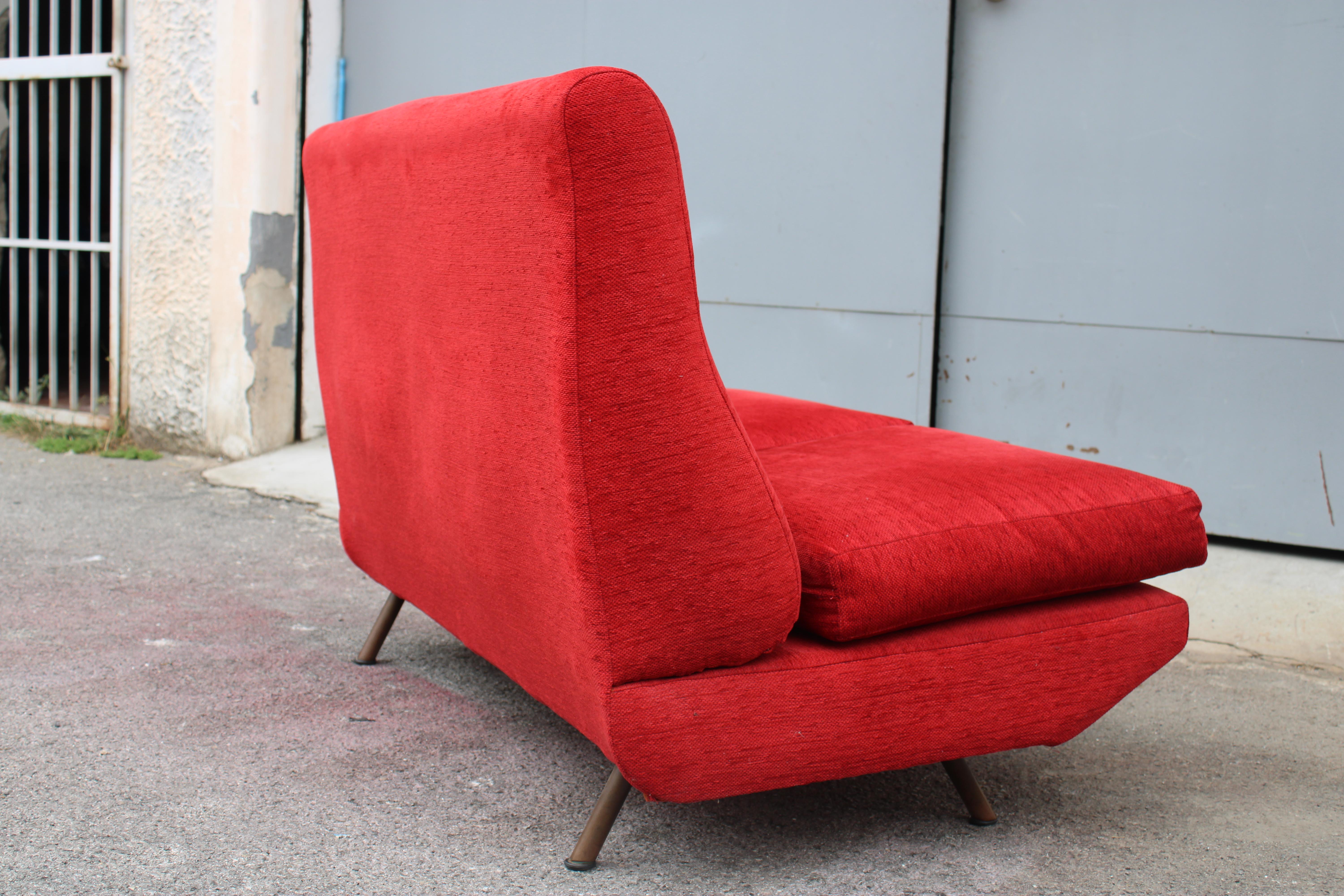 Divanetto Marco Zanuso Triennale Marco Zanuso per Arflex 1951 Velluto Rosso in vendita 2