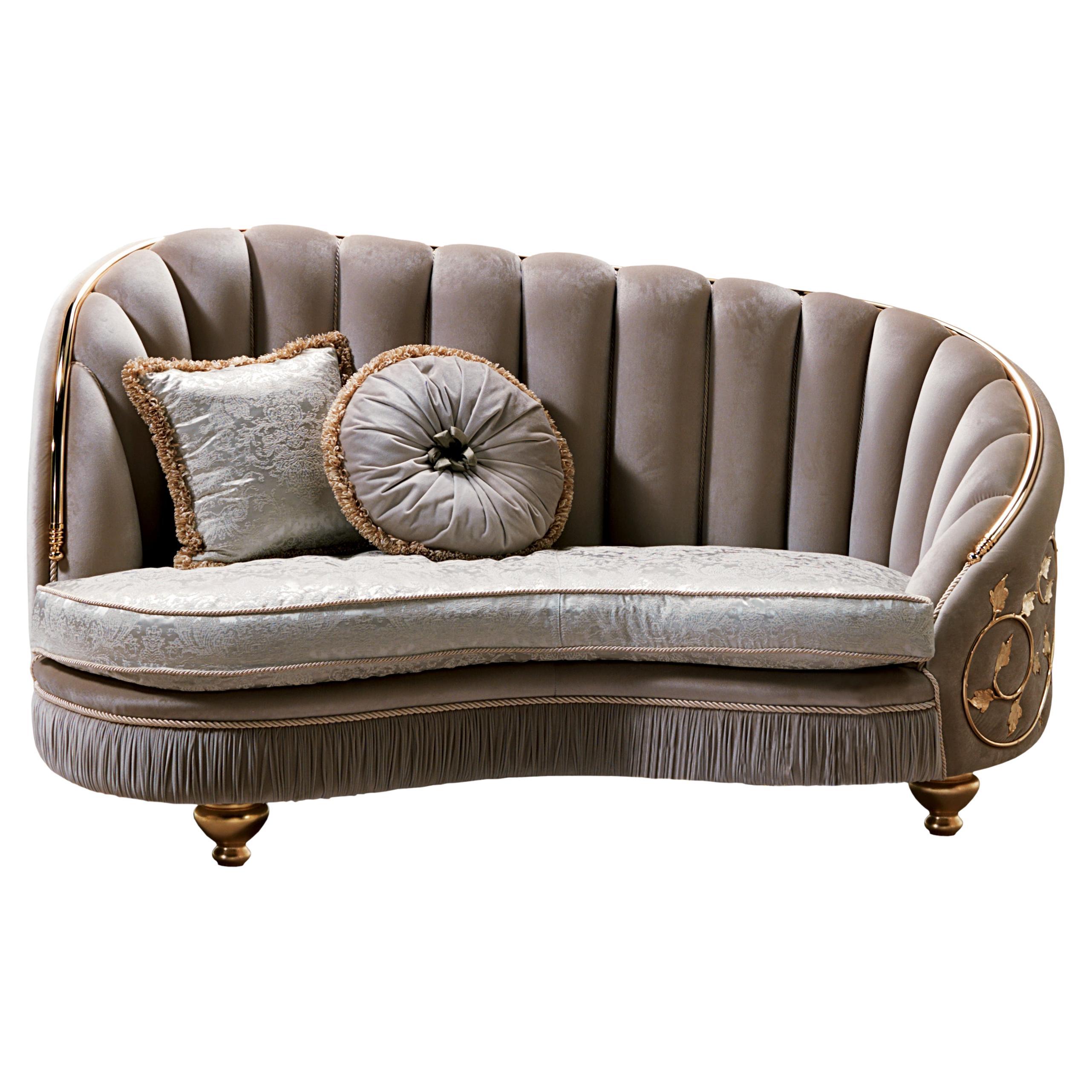 Neoclassical sofa with wrought iron decoration AQ032 For Sale