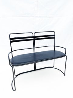 Vintage 80s Leather and Metal Sofa -Top Design