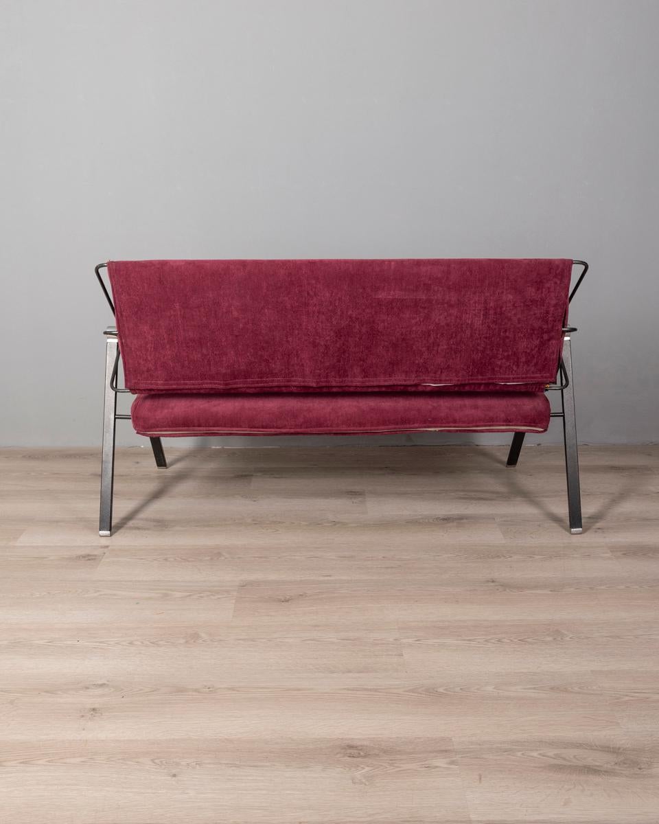 Italian Divanetto vintage anni 70 tessuto bordeaux design Formanova For Sale