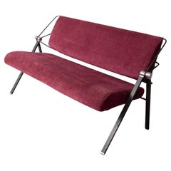 Divanetto vintage anni 70 tessuto bordeaux design Formanova