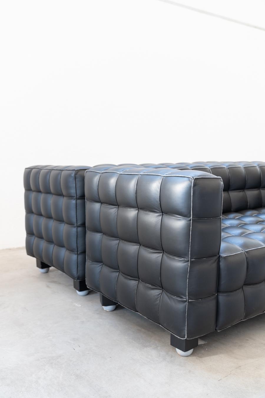 Leather Divani kubus, due posti di Josef Hoffmann per Wittmann, anni '80, set di 4 For Sale