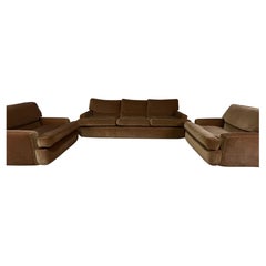 Vintage 3-seater sofa and 2 armchairs by Saporiti in 1970s fabric