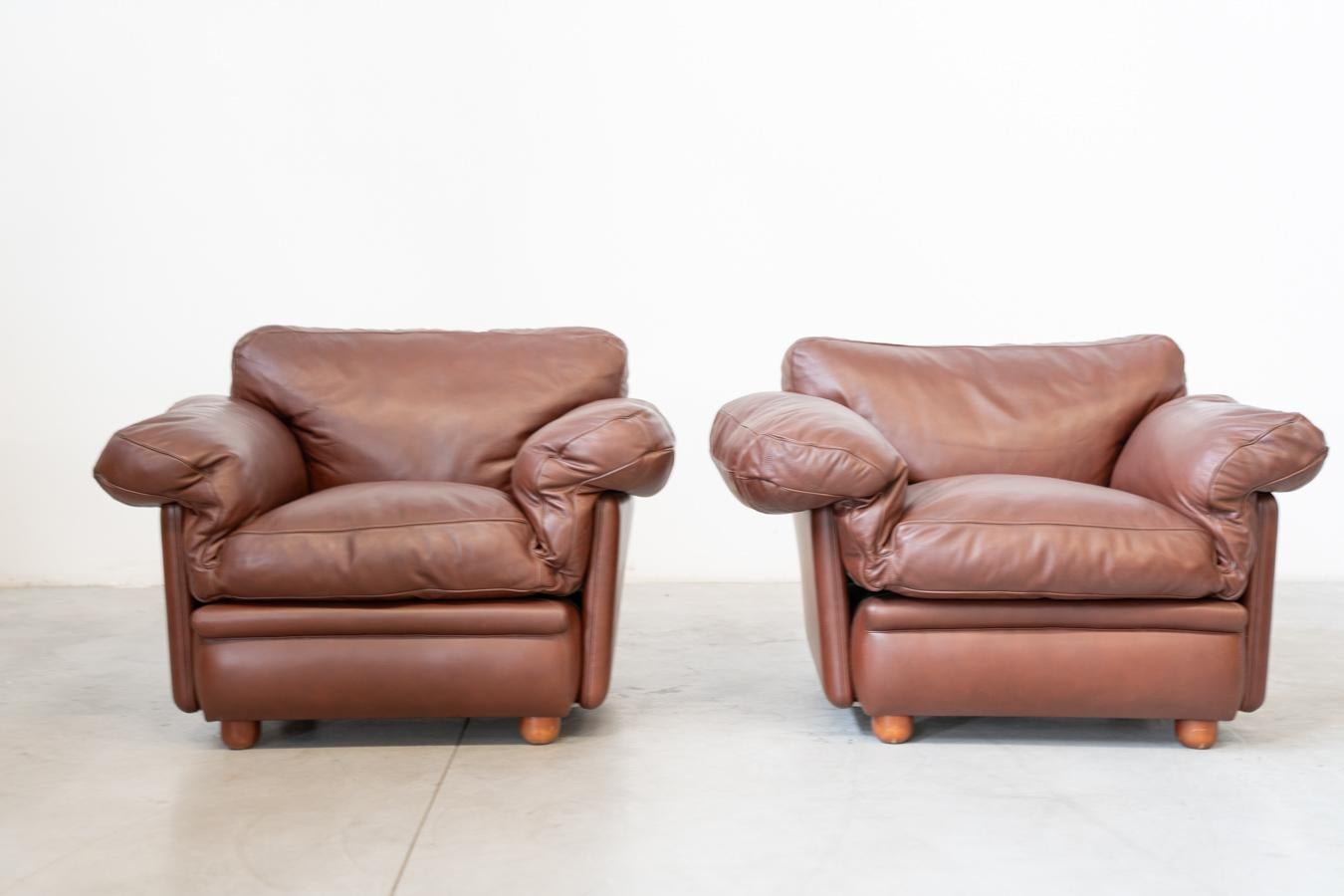 Frau leather 3-seater sofa and two armchairs, 1980-1990 For Sale 10
