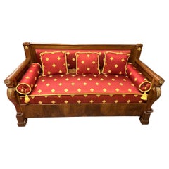 Canapé 3 places en noyer avec tapisserie, Italie