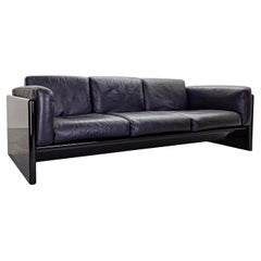 Vintage Lacquered 3-seater sofa and leather Studio Simon by Gavina