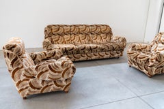 3-seater single sofa bed with 2 armchairs, 1970s