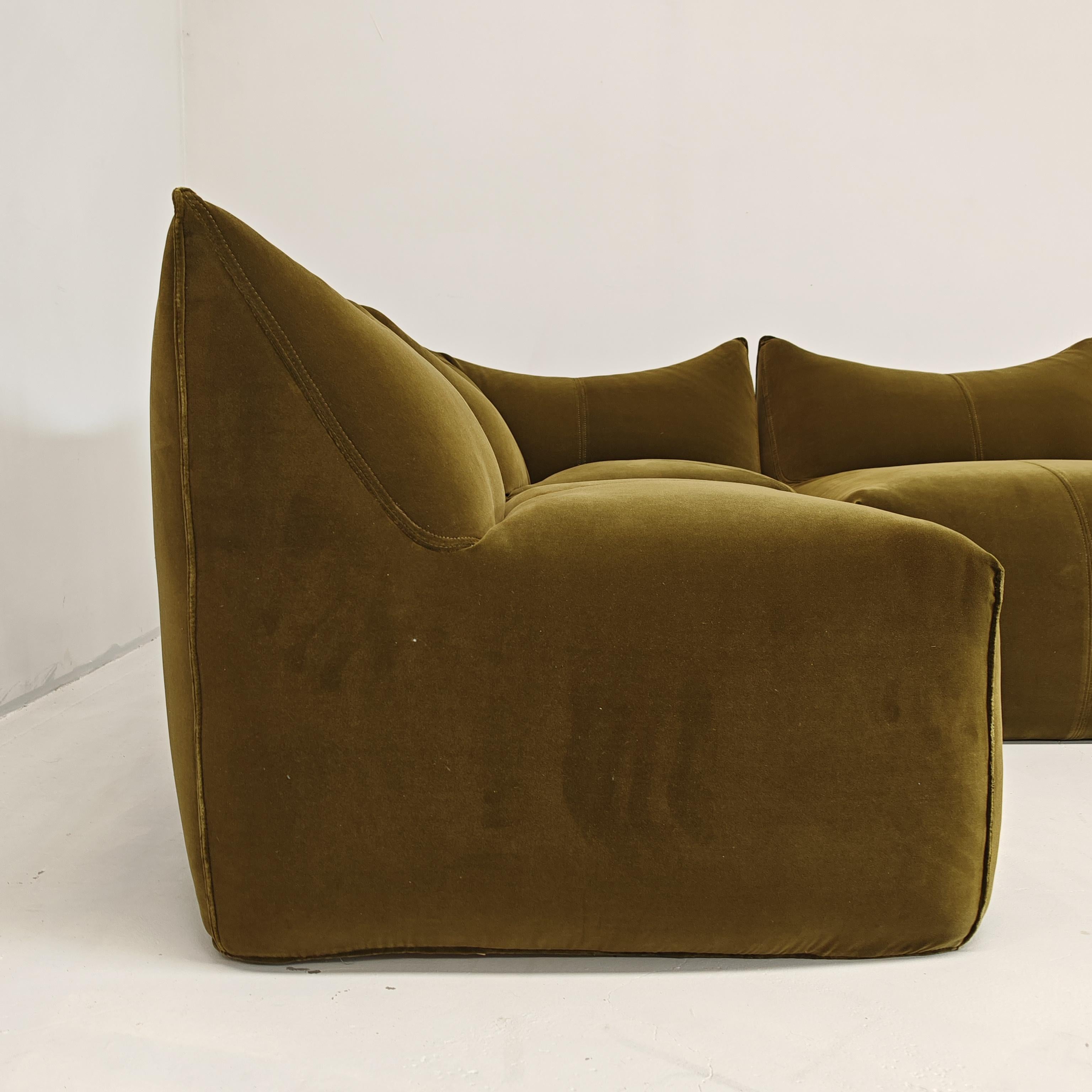 Jute Canapé 4 modules 'Bambole' design by M.Bellini for B&B 1970 velours vert en vente