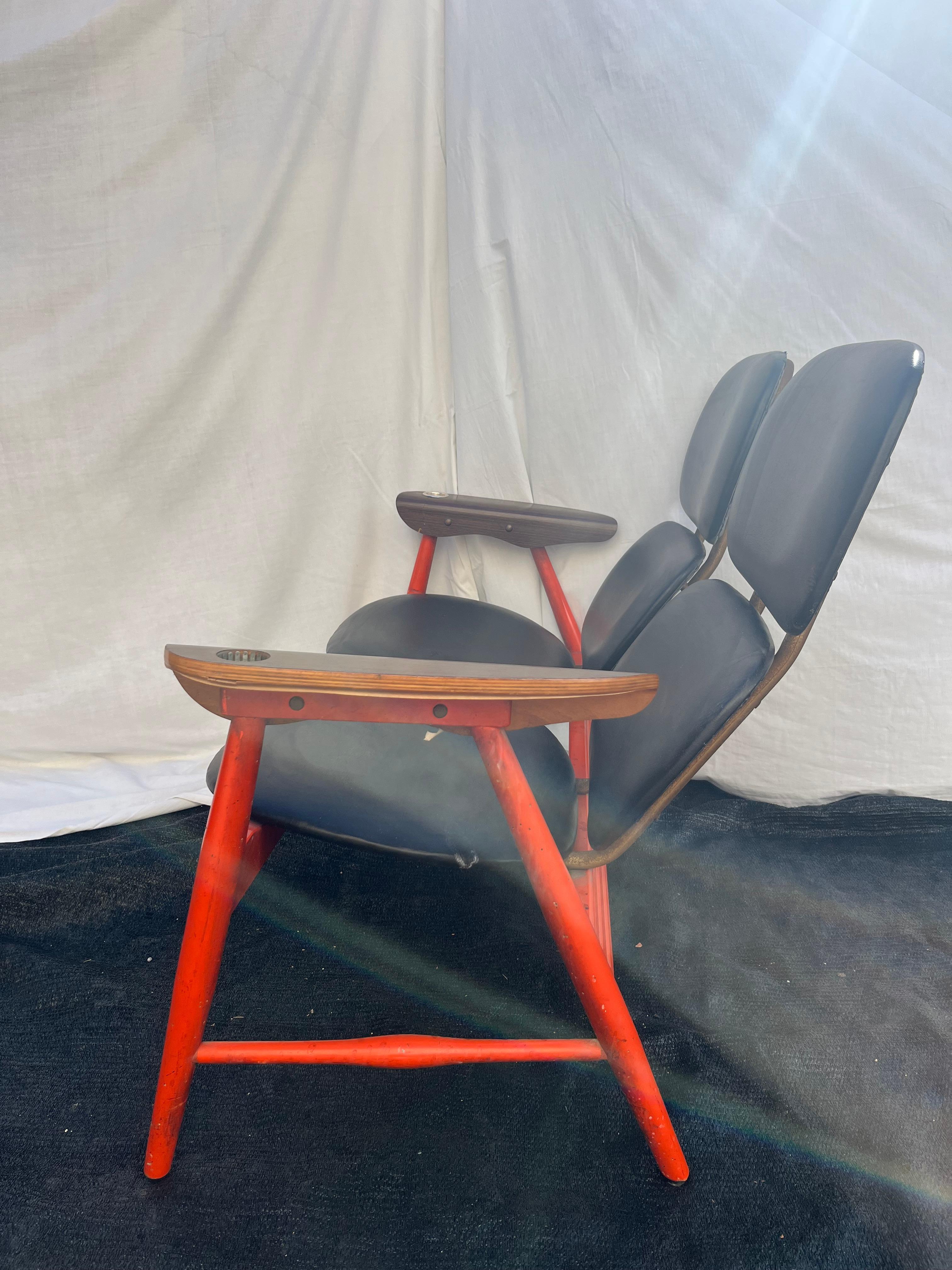 Canapé deux places en bois et skaï par Marco Zanuso pour Poltronova, 1960s en vente 3
