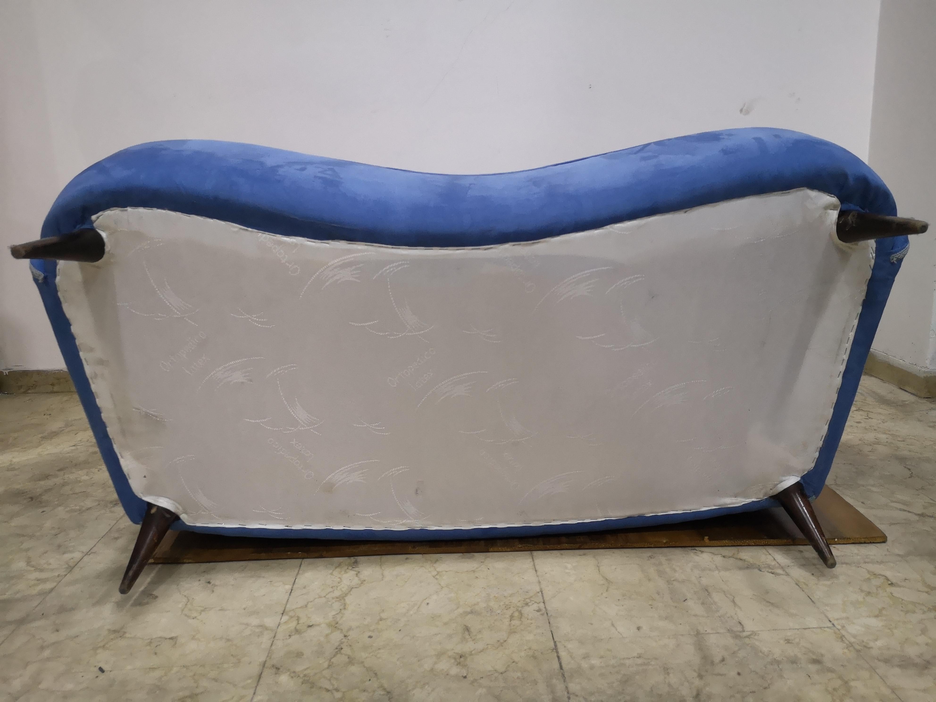 Two-seater alcantara fabric sofa, 1950s For Sale 7