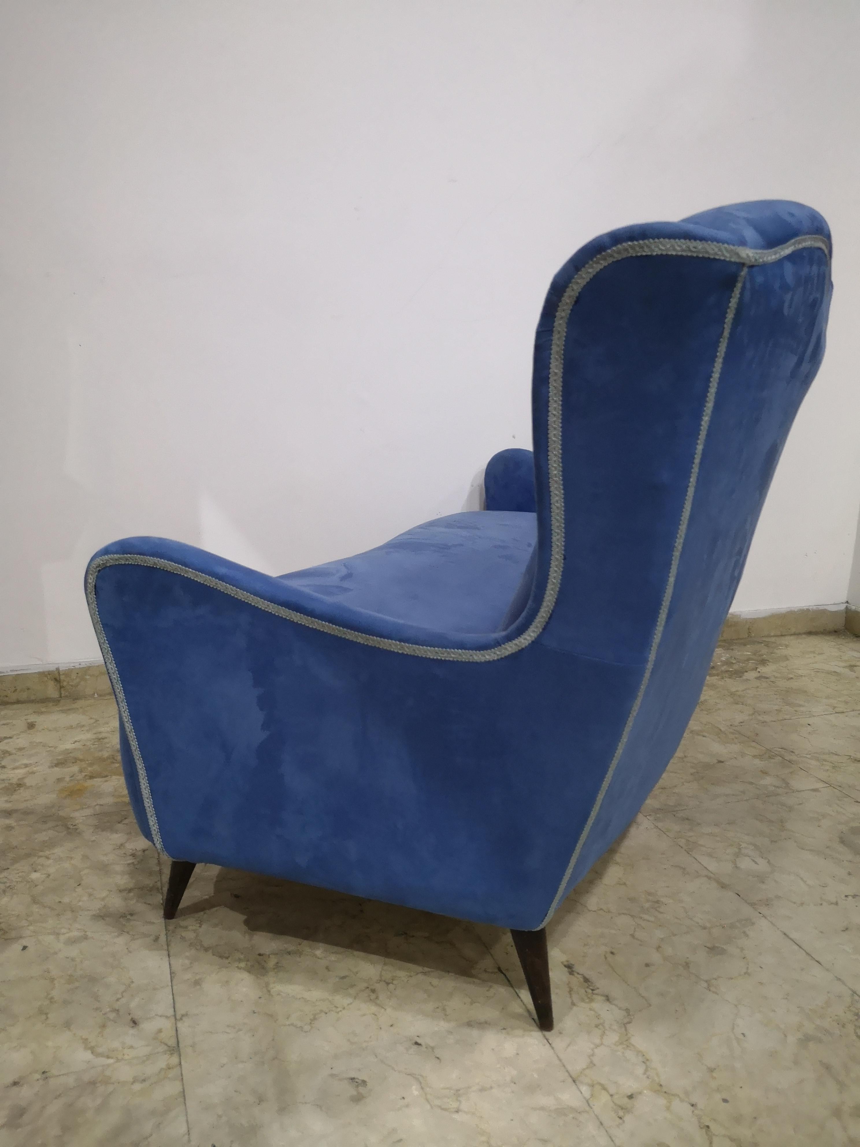 Two-seater alcantara fabric sofa, 1950s For Sale 2