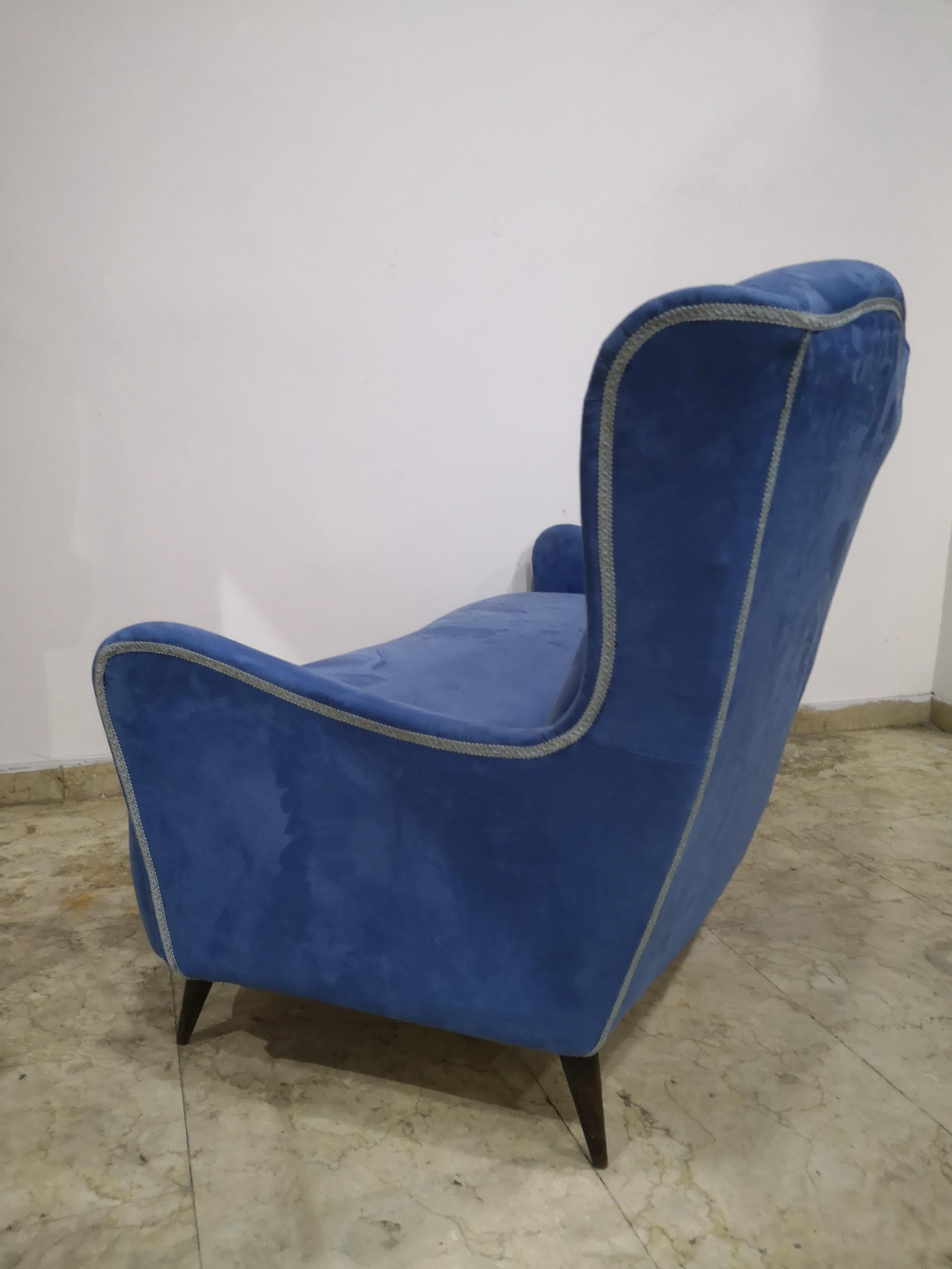 Two-seater alcantara fabric sofa, 1950s For Sale 3
