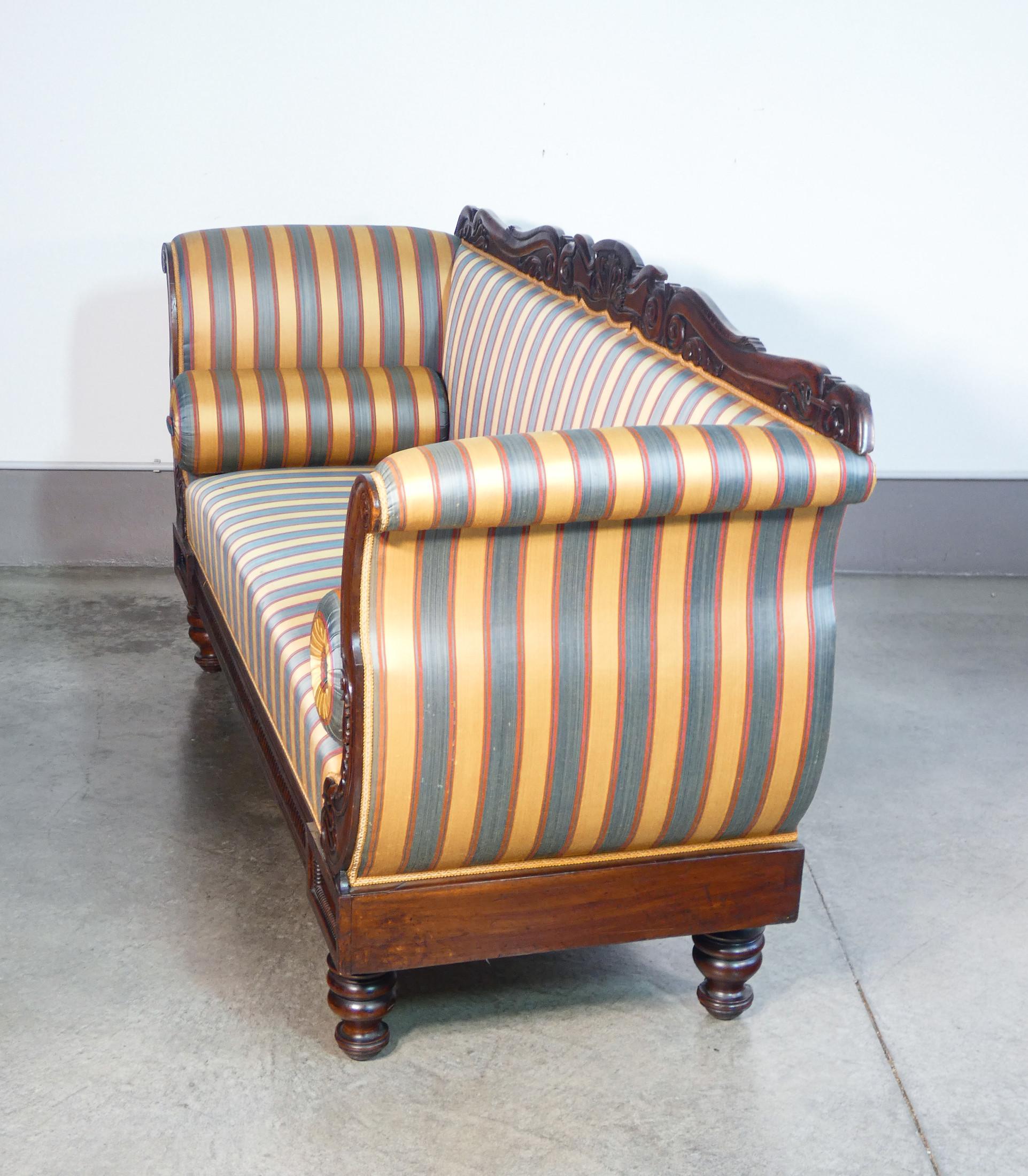 Charles X three-seater sofa, period original, solid walnut wood. 1800 7