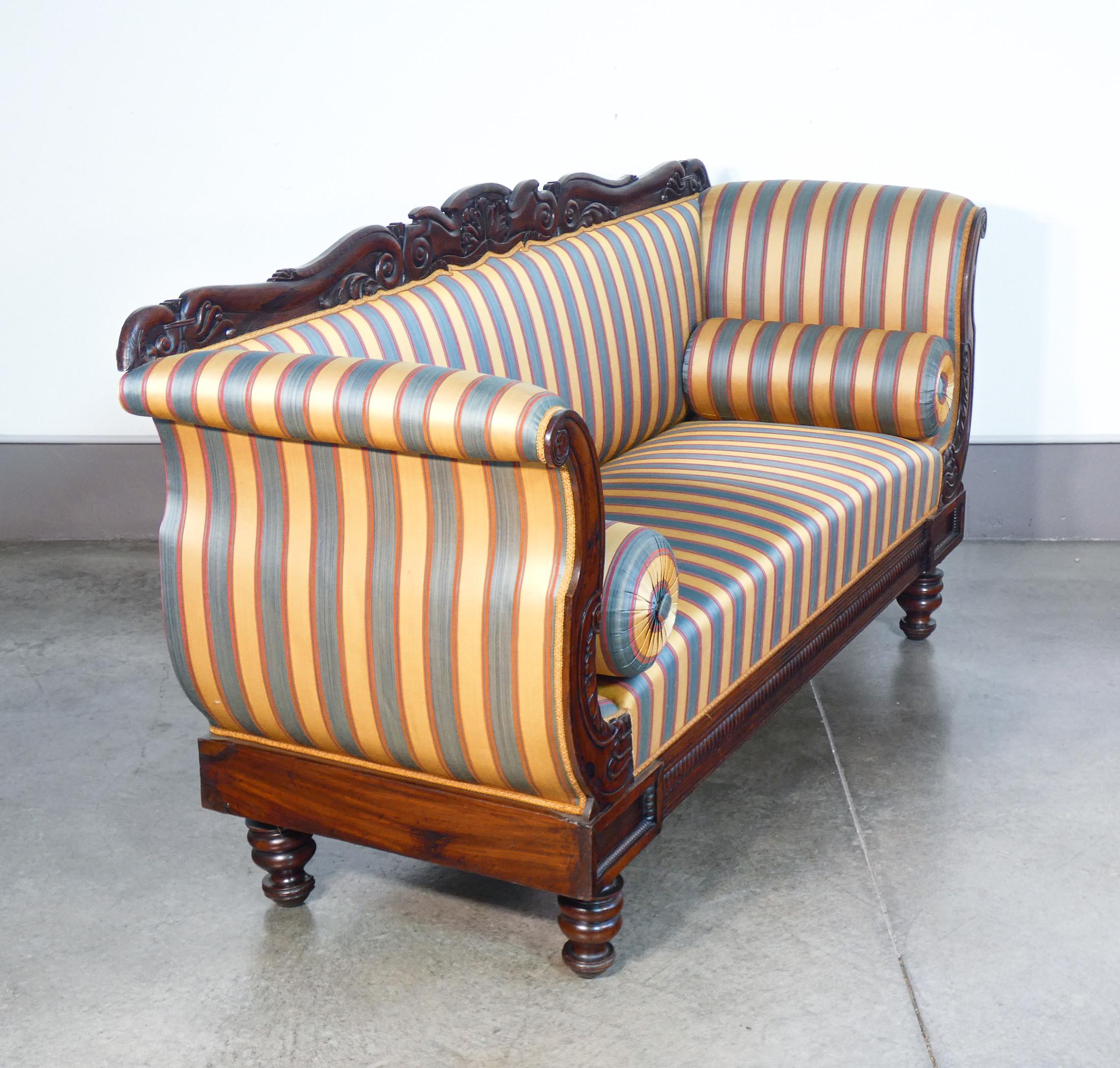 Charles X three-seater sofa, period original, solid walnut wood. 1800 8