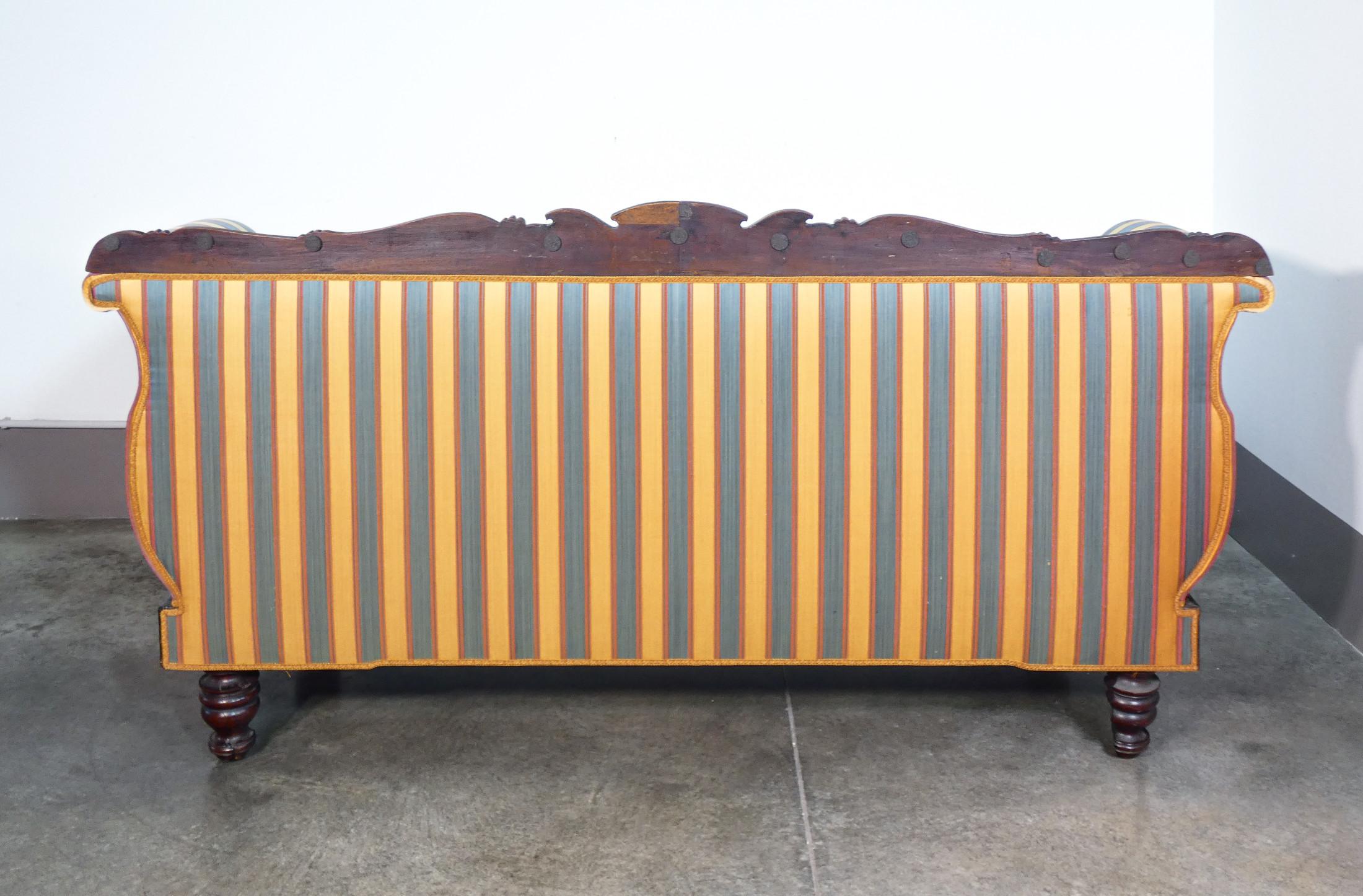 Charles X three-seater sofa, period original, solid walnut wood. 1800 9