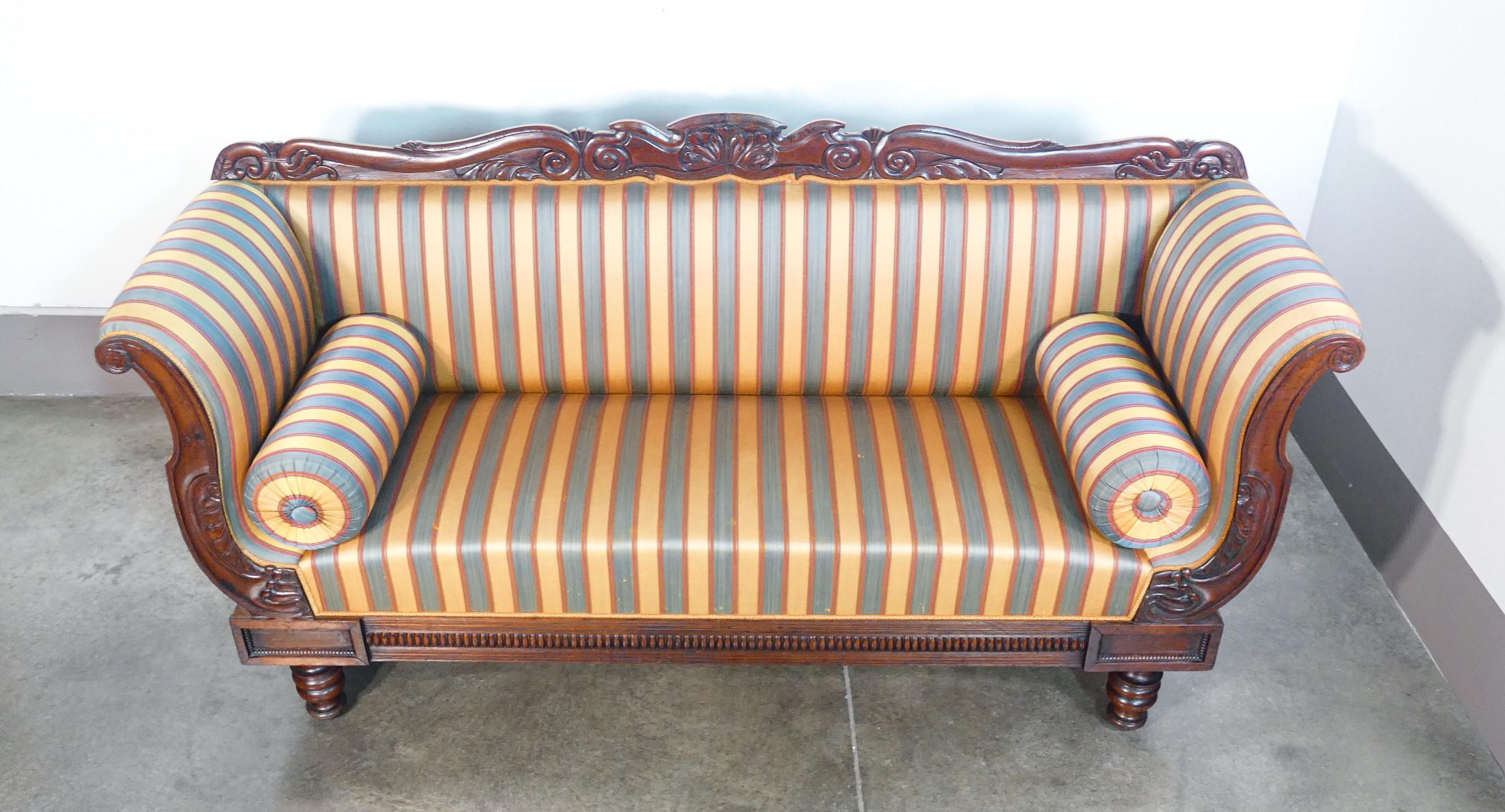 Charles X three-seater sofa, period original, solid walnut wood. 1800 1