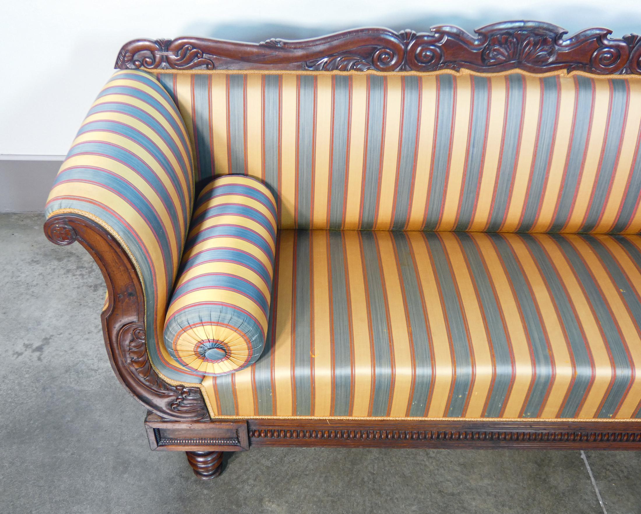 Charles X three-seater sofa, period original, solid walnut wood. 1800 2