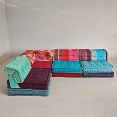 Mah Jong 4-seater corner sofa, 12-piece set - velvet and cotton by Roche Bobois