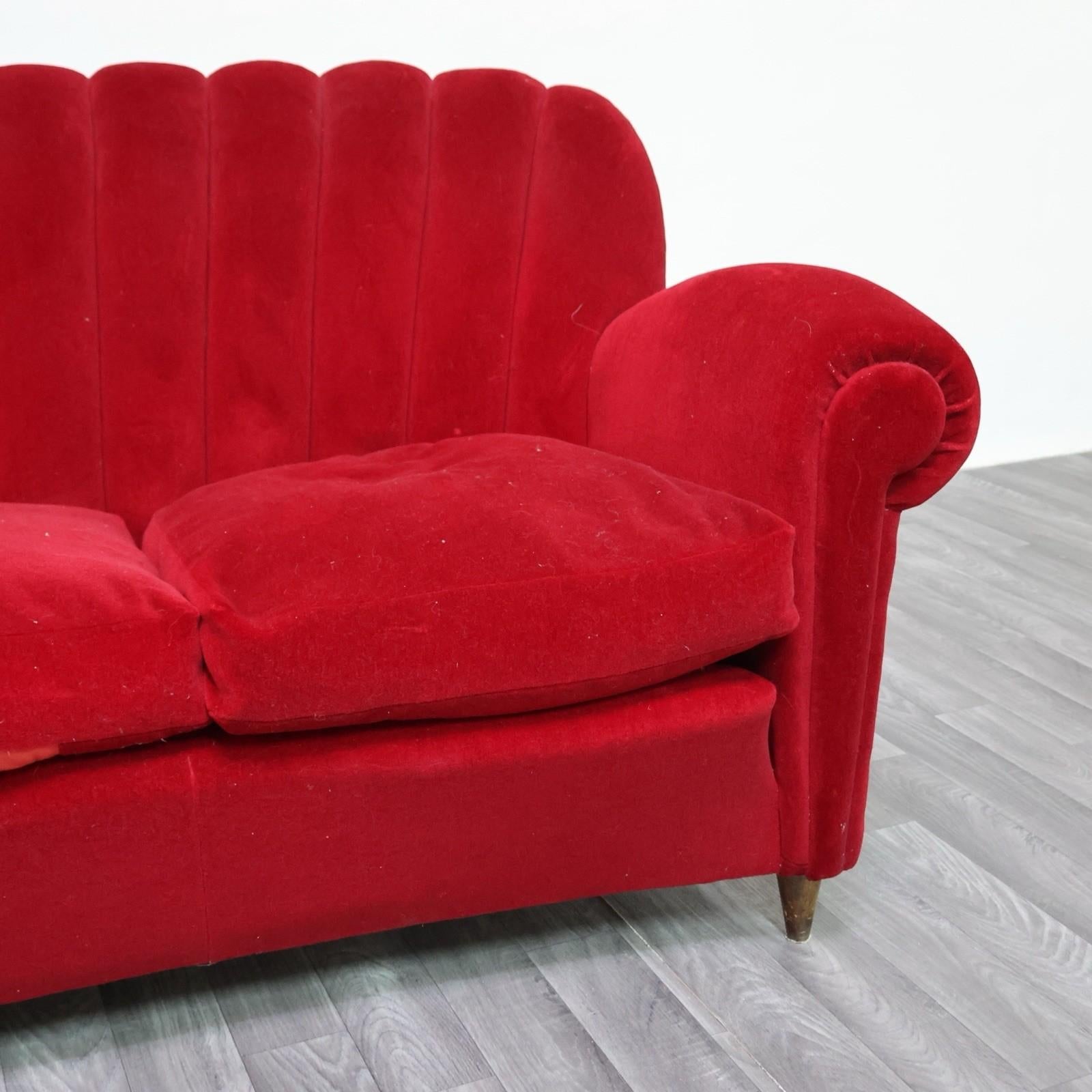 Divano Art Decò Guglielmo Ulrich In Tessuto Di Velluto Originale Anni '40 Design en vente 1