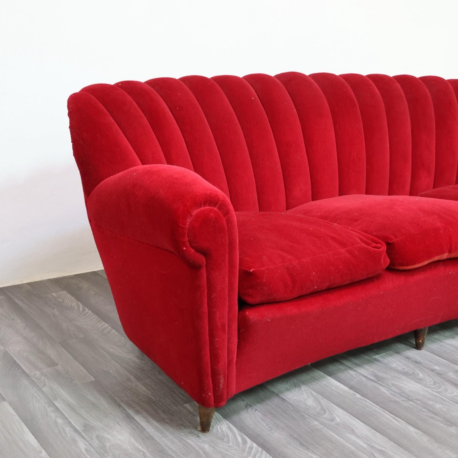 Divano Art Decò Guglielmo Ulrich In Tessuto Di Velluto Originale Anni '40 Design en vente 2