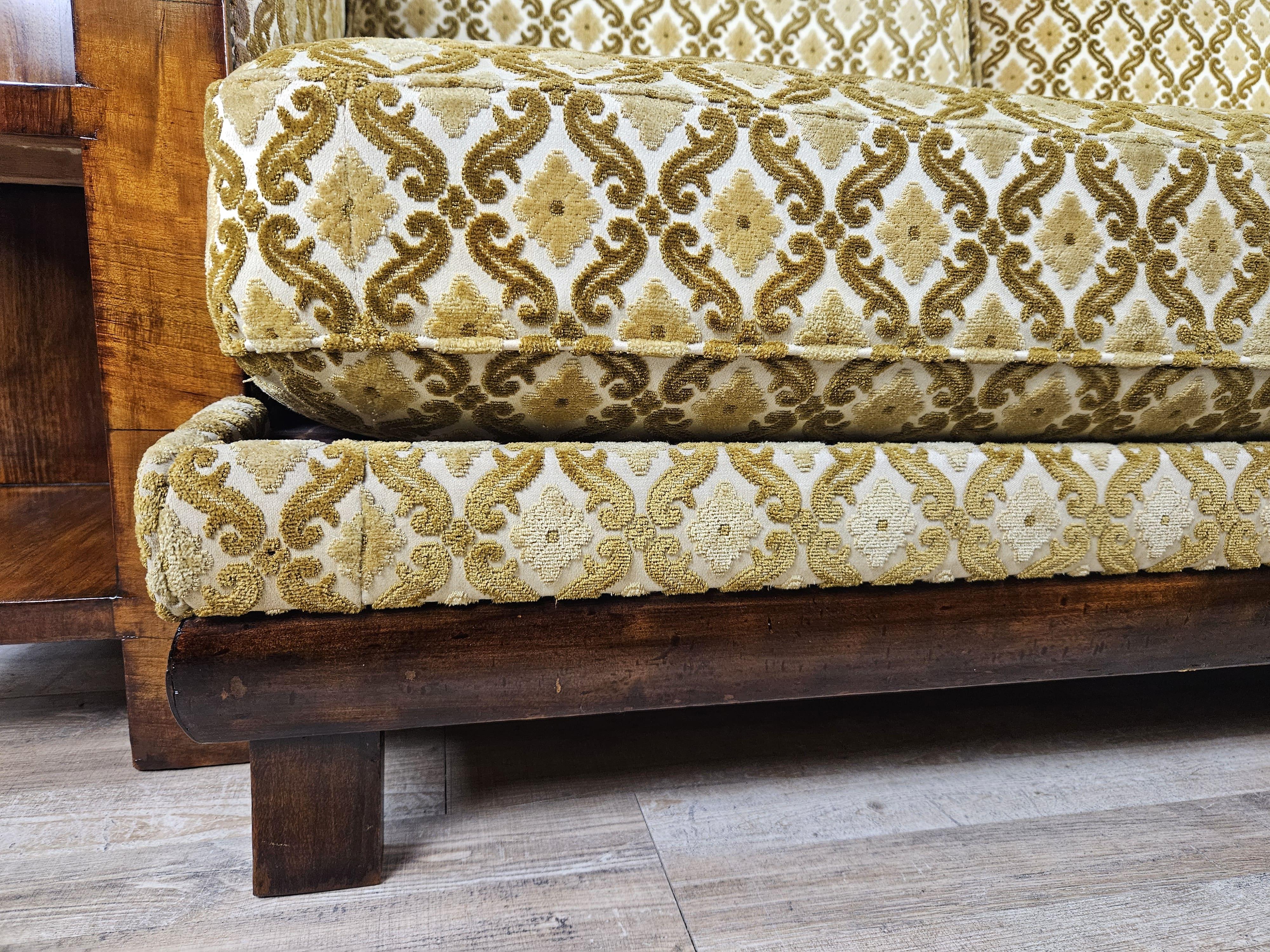 Art Deco walnut burl sofa with side bookcase 20th century 7
