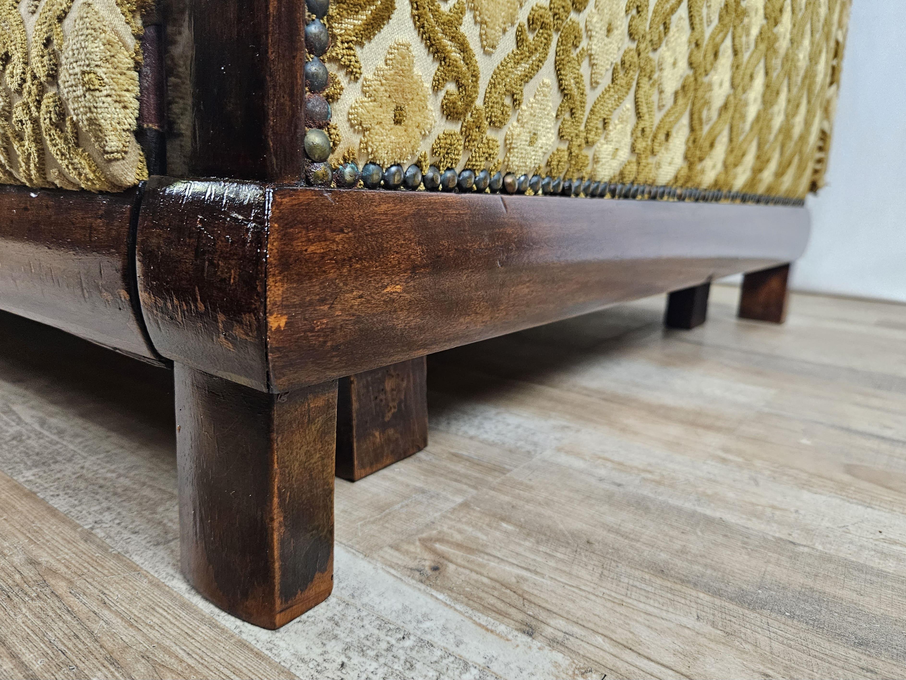 Art Deco walnut burl sofa with side bookcase 20th century 12