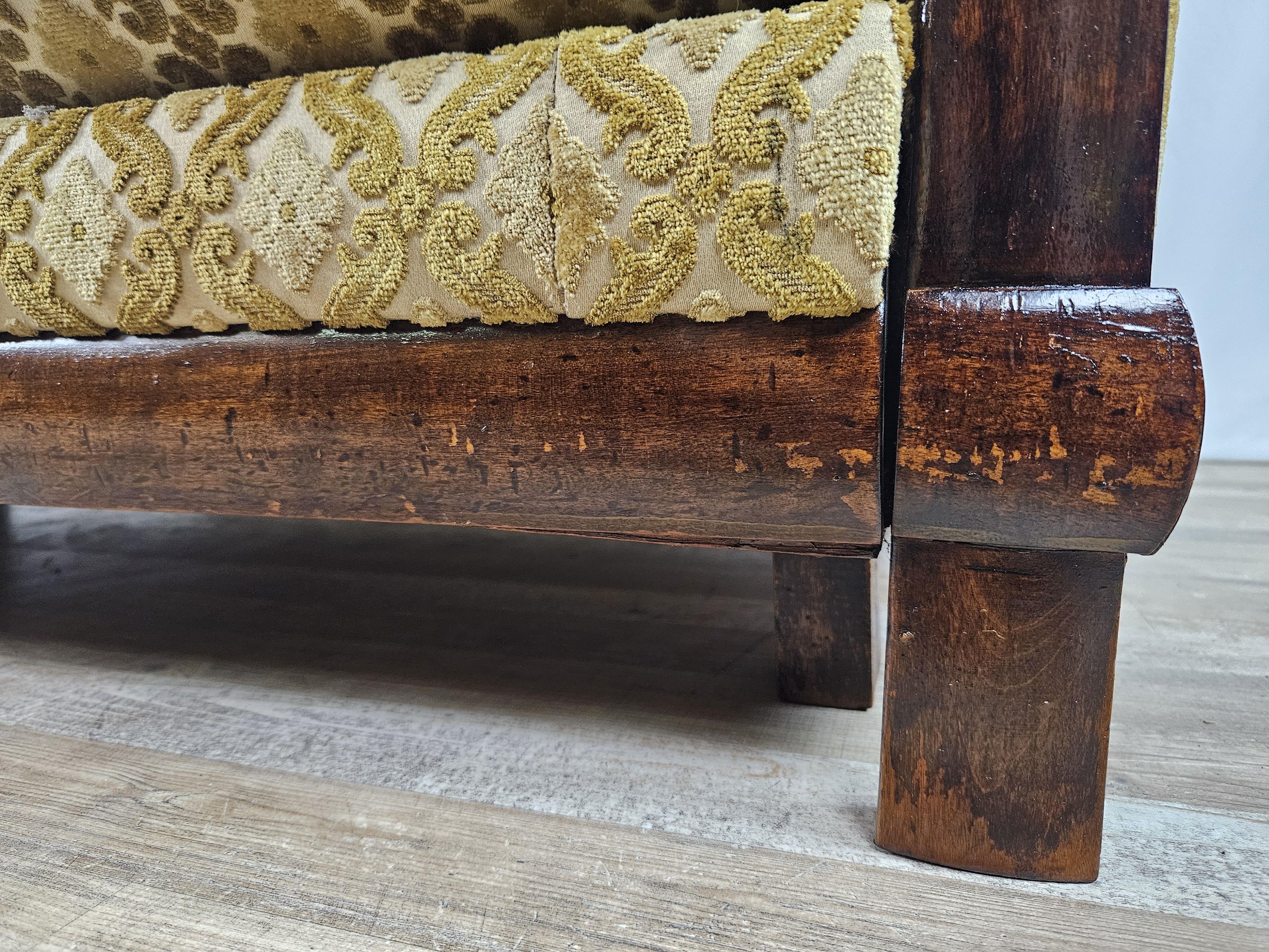 Art Deco walnut burl sofa with side bookcase 20th century 13
