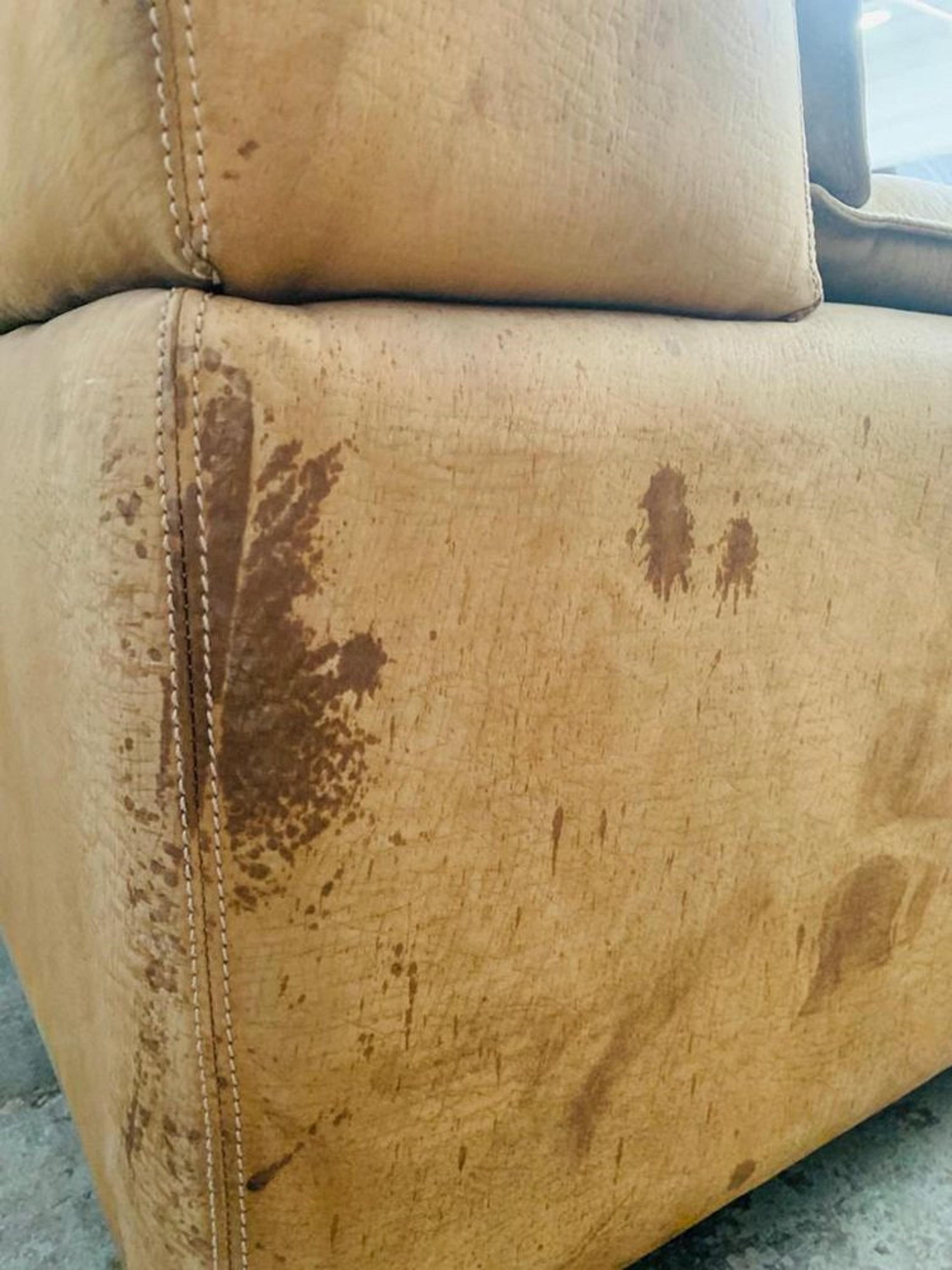 Animal Skin Bogo leather and suede sofa by Carlo Bartoli for Rossi Di Albizzate For Sale