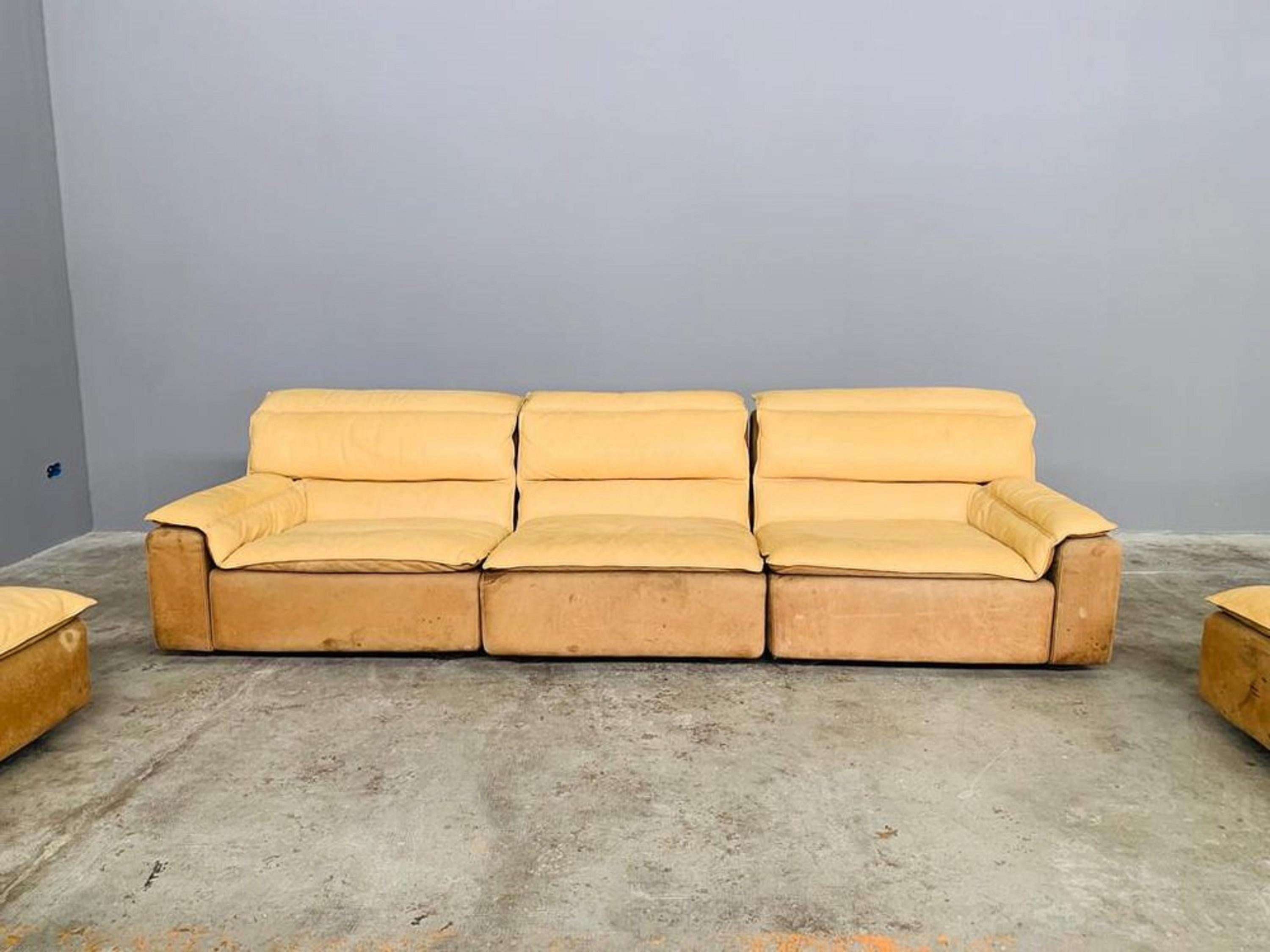 Bogo leather and suede sofa by Carlo Bartoli for Rossi Di Albizzate For Sale 1