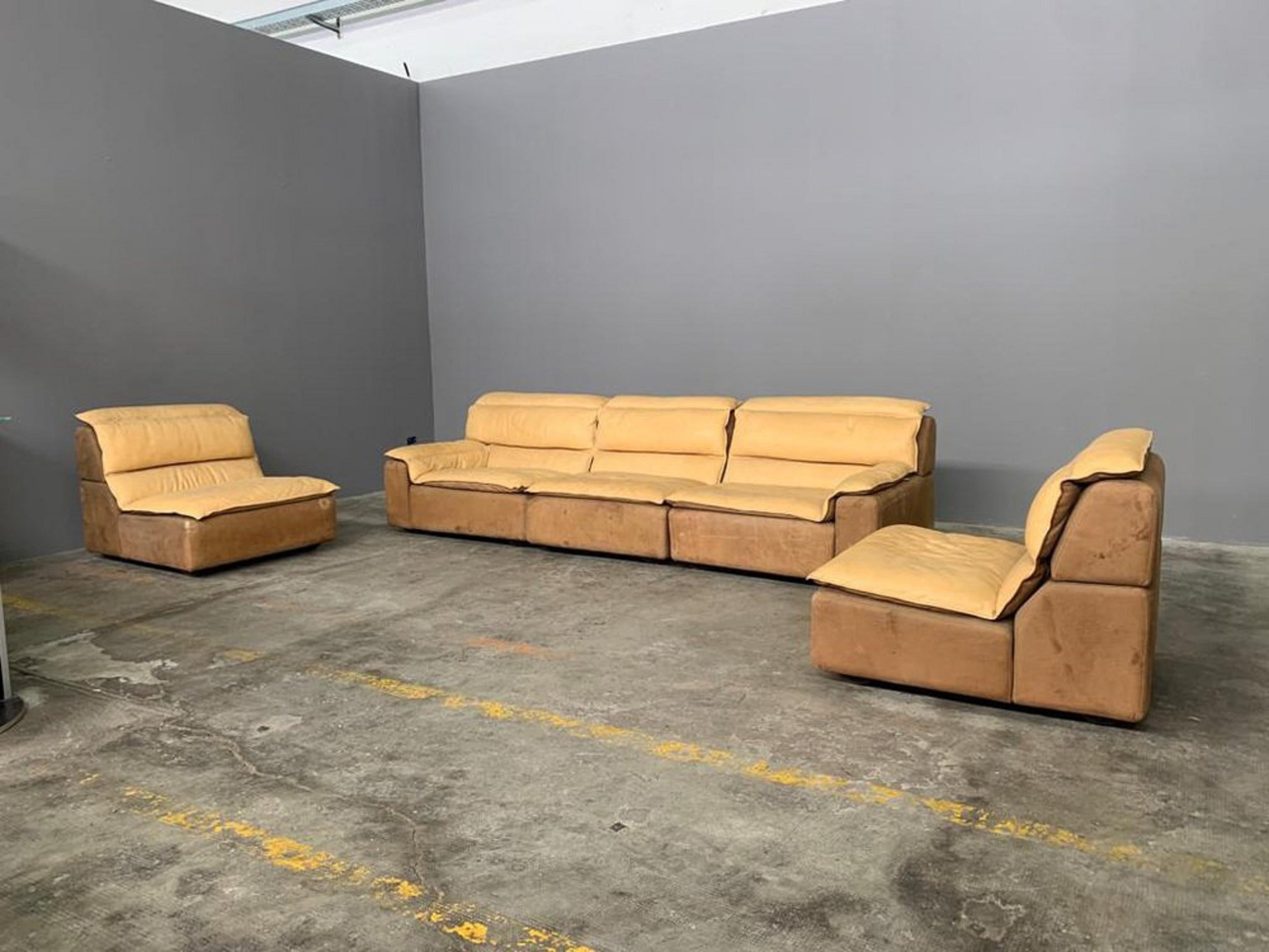 Bogo leather and suede sofa by Carlo Bartoli for Rossi Di Albizzate For Sale 2
