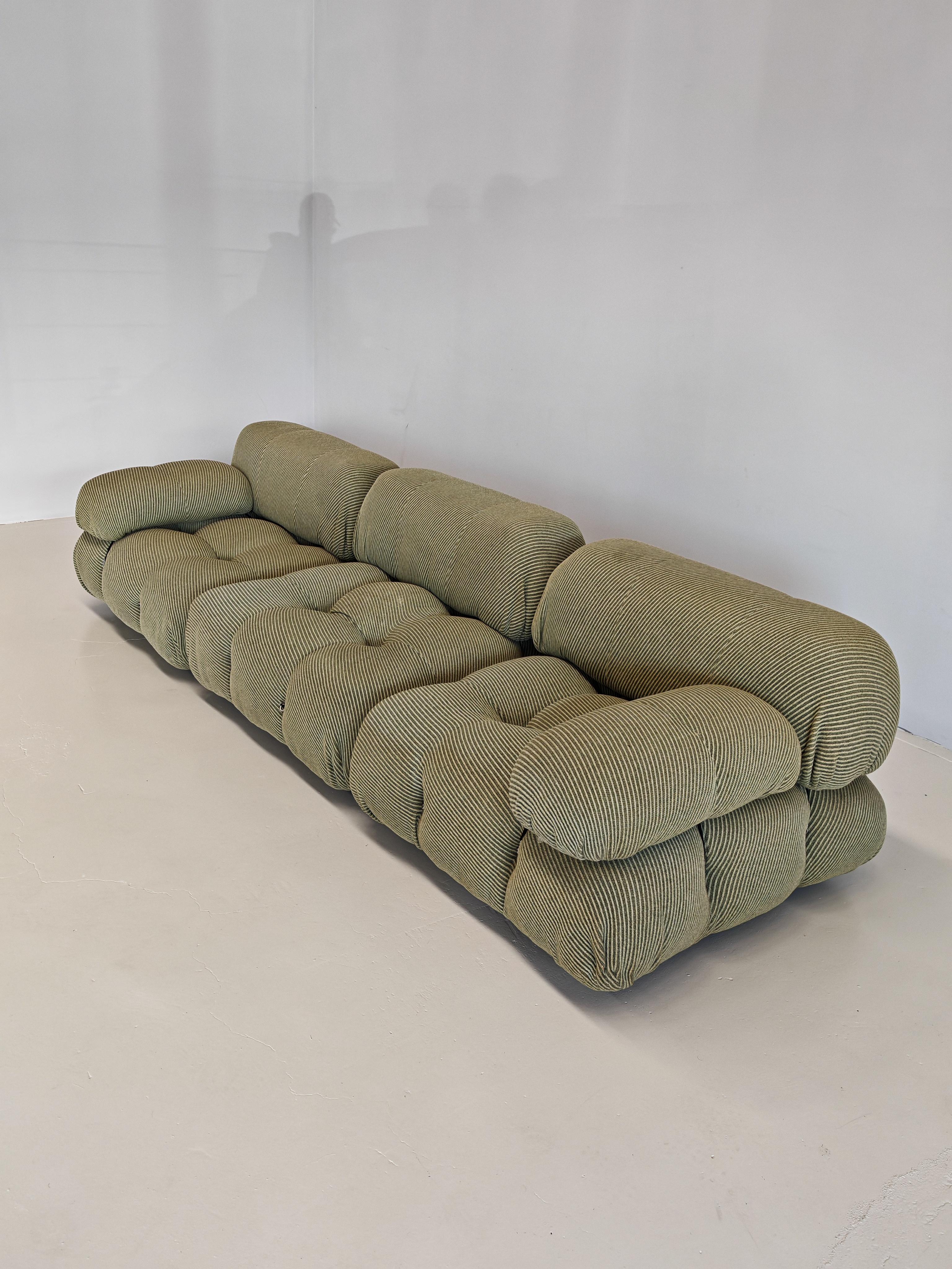 Post-Modern camaleonda sofa by Mario Bellini in green fabric produced by B&B 1970s