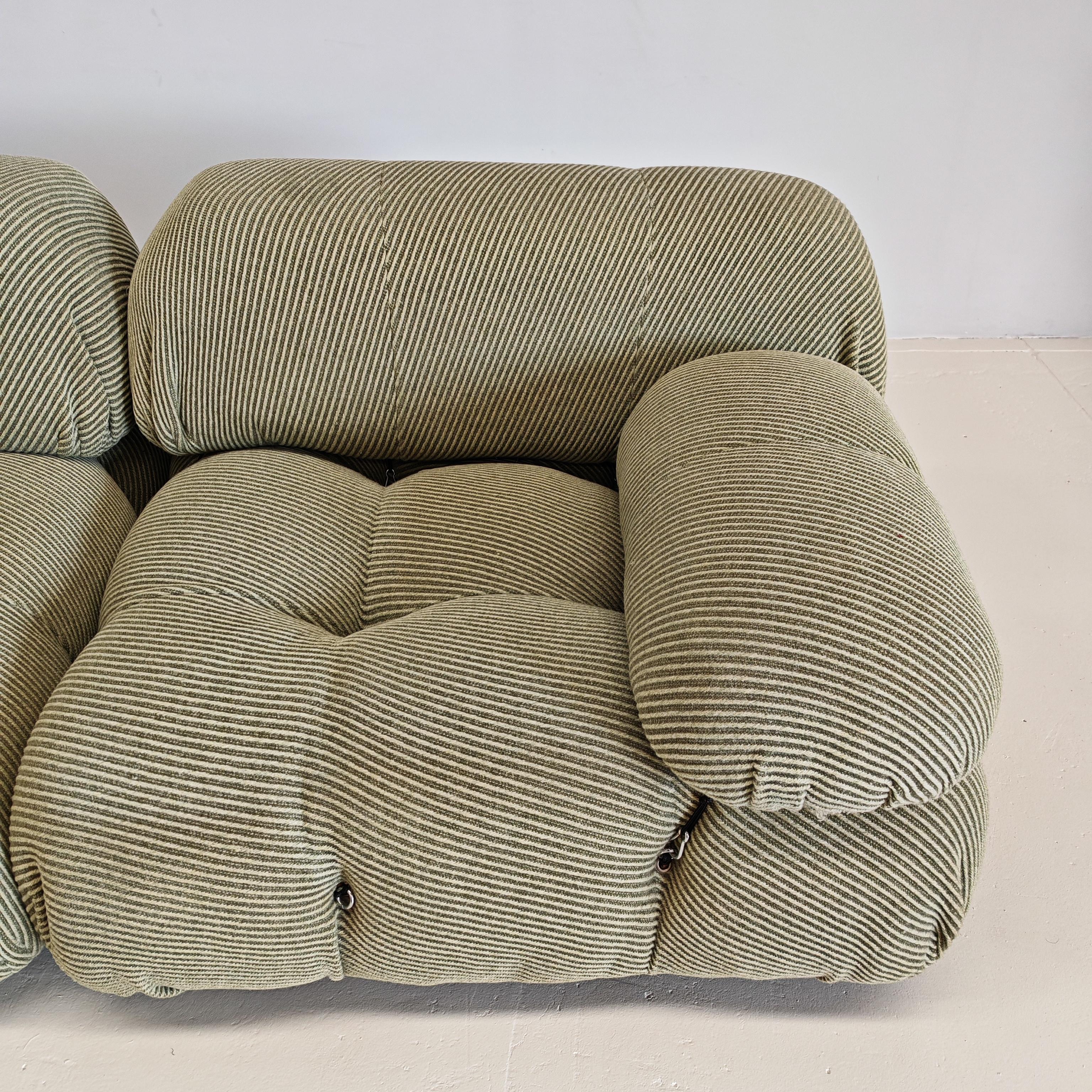 Wool camaleonda sofa by Mario Bellini in green fabric produced by B&B 1970s