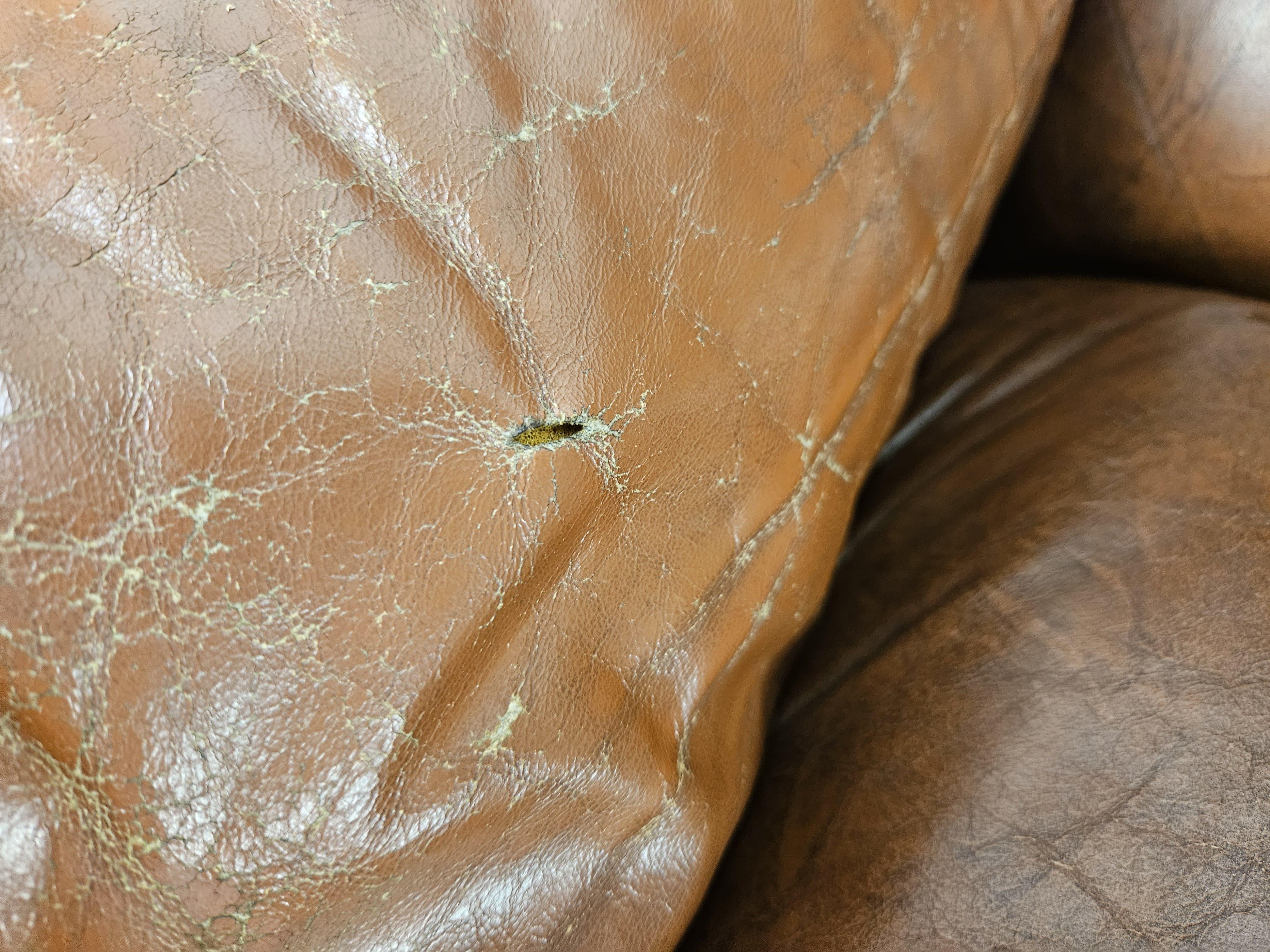 1970er Mid-Century-Sofa aus braunem Leder, dreisitzig, Club im Angebot 10